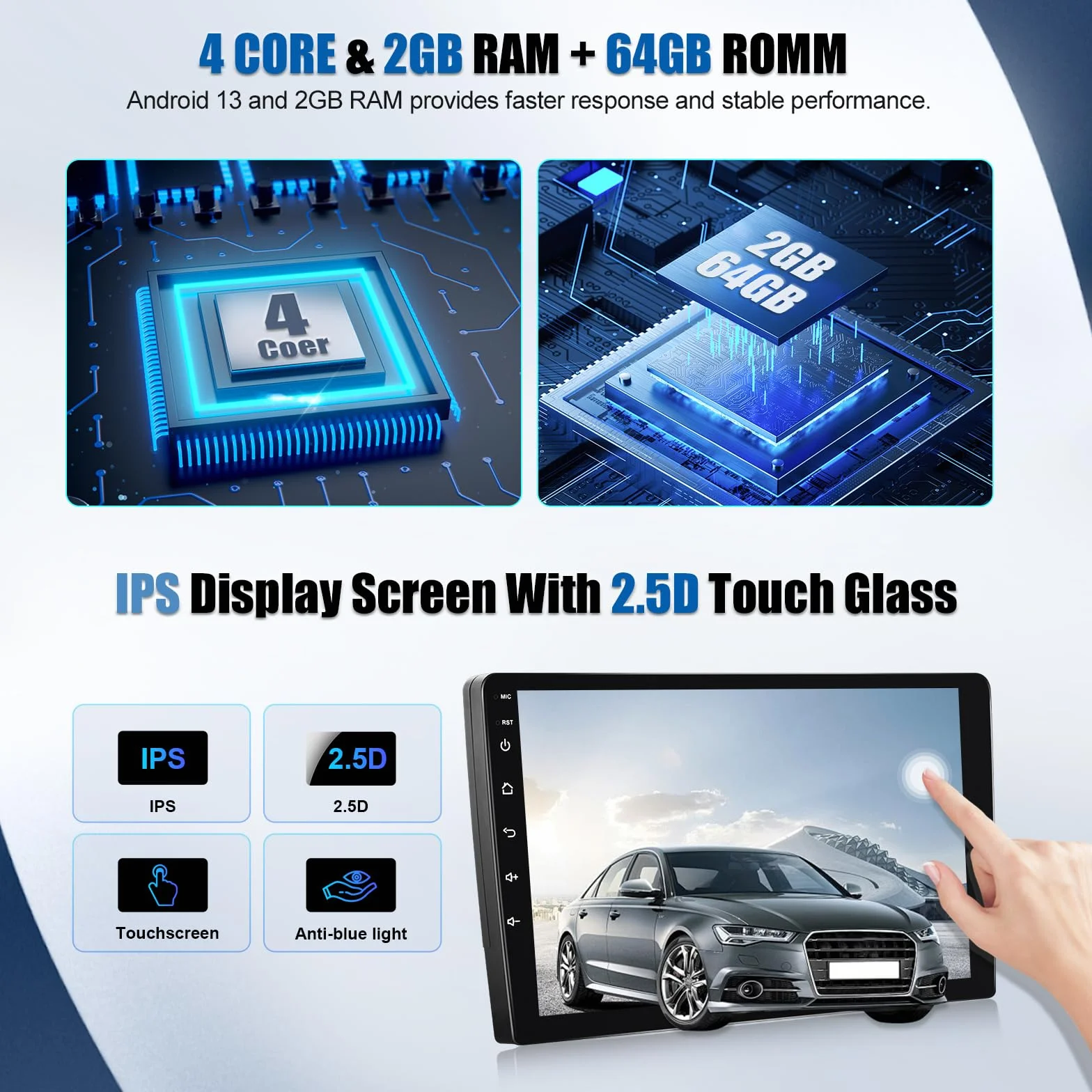 [2+64G] CAMECHO radiowe do Opel Corsa d/Astra h/Zafira b/Meriva/Vivaro, 7-calowy ekran dotykowy, obsługuje Carplay/Android Auto/Mirrorlink, WiFi, GPS, FM, Bluetooth, EQ