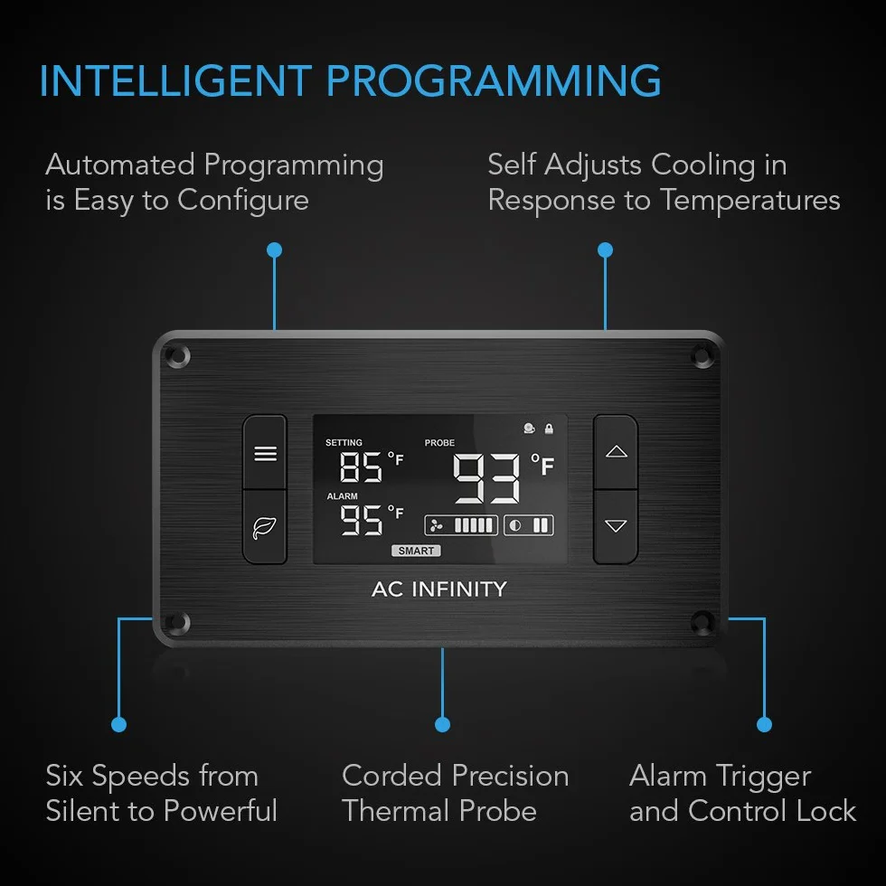 AC Infinity AIRPLATE T3 cichy wentylator chłodzący z termostatem do szaf AV