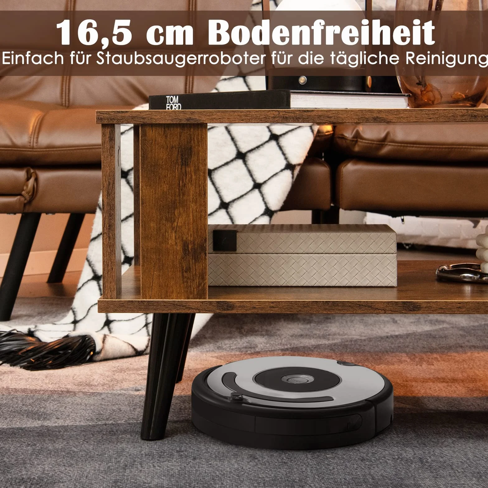 COSTWAY Stolik kawowy 2 poziomy industrialny prostokątny 70 x 50 x 41 cm