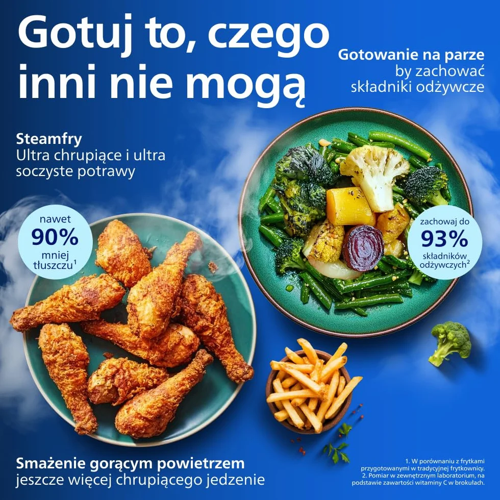 Philips Airfryer Ovi serii 5000 Megabasket Steamfry 9,5 l RapidAir czyszczenie parą NA565/00