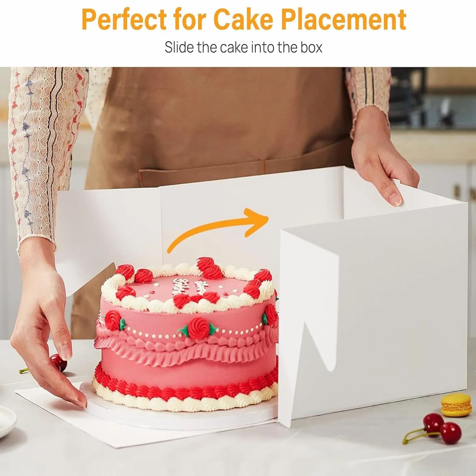 10 sztuk pudełka na tort, pudełka na torty, wysokość 25x25x20 cm, pudełka na ciasta, pudełka na transport tortów, białe pudełka na torty z oknem i 10 okrągłych desek do ciast, 1 rolka wstążki