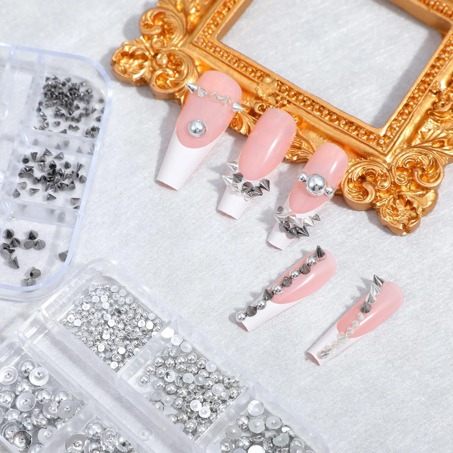 3 pudełka Nail Charms Gothic wisiorki do paznokci 3d mini niedźwiedzi Punk paznokcie Charm stożki kolce biżuteria do paznokci Nail Art kolczyki paznokci kamienie do paznokci złotnictwo akcesoria do