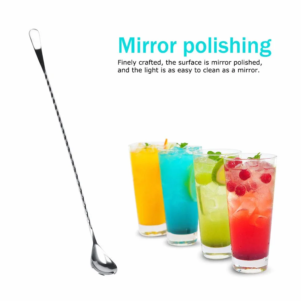 Błotnik koktajlowy ze stali nierdzewnej 40 cm łyżka do mieszania zestaw narzędzi do mojito