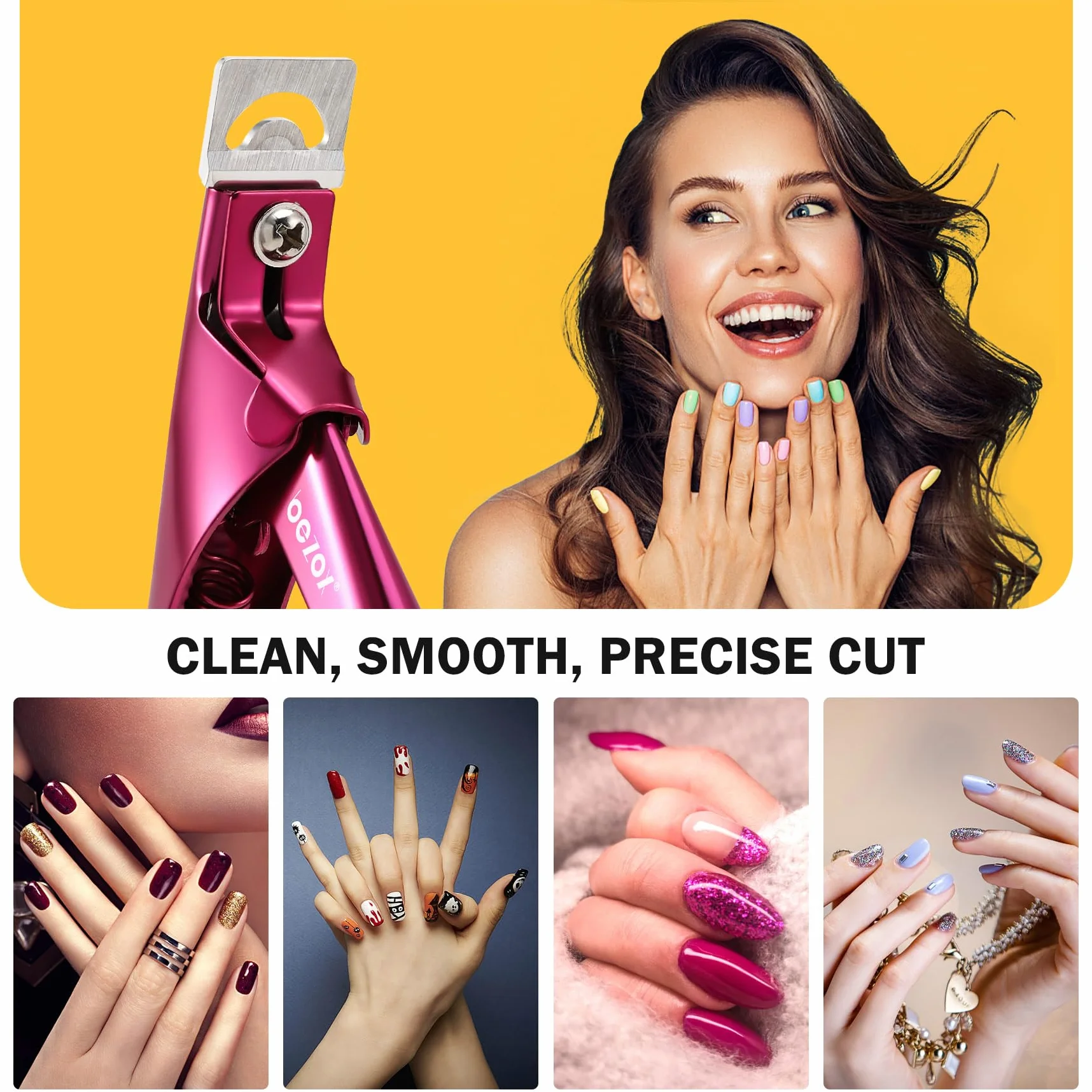 BEZOX Obcinacz do paznokci, obcinacz do paznokci akrylowych, sztucznych paznokci, nierdzewne, ostre, profesjonalny manicure, pedicure