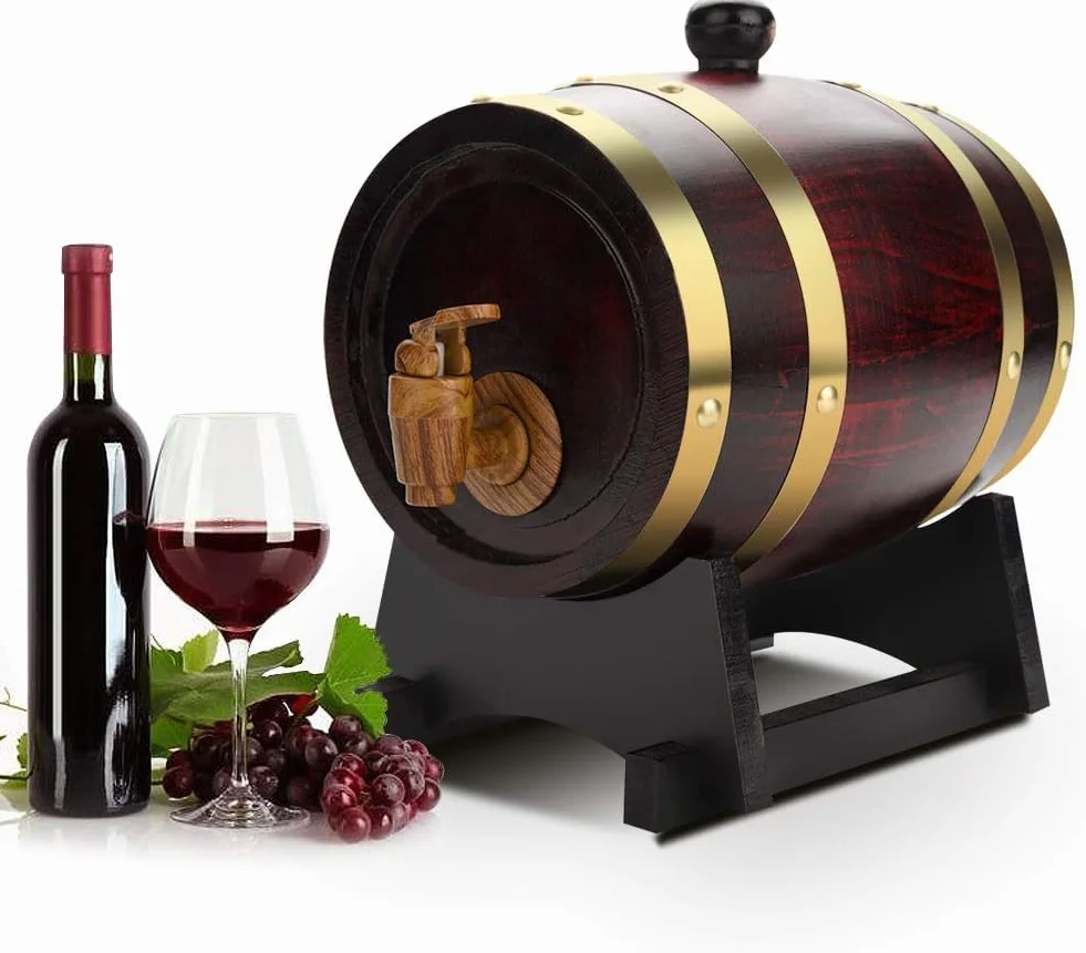 Beczki dębowe 1,5 l do przechowywania wina, alkoholi i piwa 7,87 x 7,87 x 11,22 cala