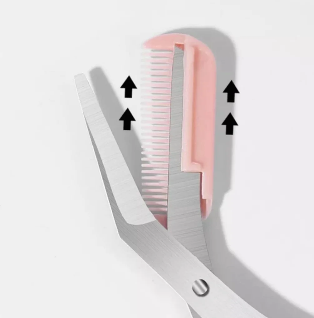 Eyebrow Shaper – przerzedzanie krzaczastych brwi nożyczkami i grzebieniem – nasadka (różowy)