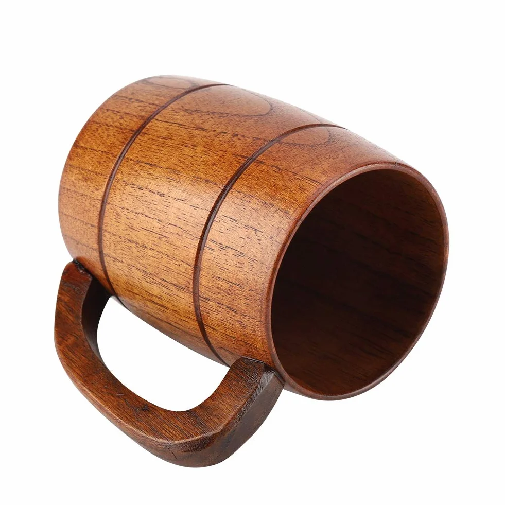 GLOGLOW Drewniany kubek do piwa 8 cm średnicy 10,8 cm wysokości
