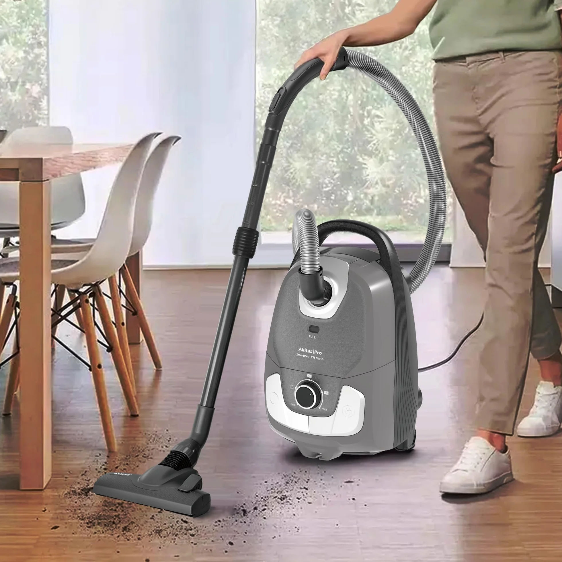 Odkurzacz workowy Akitas C11 Pet 900W z turboszczotką 7m przewód 10m zasięg 70dB