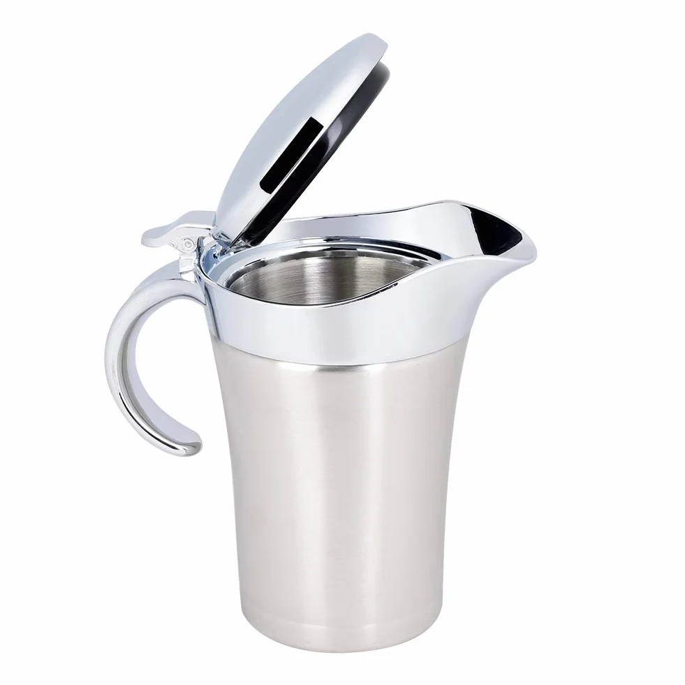 Sosjerka z pokrywką, stal nierdzewna 304, izolacja termiczna, podwójna ścianka, sos, łódź, dzbanek do serwowania, łatwy do nalewania (750 ml)