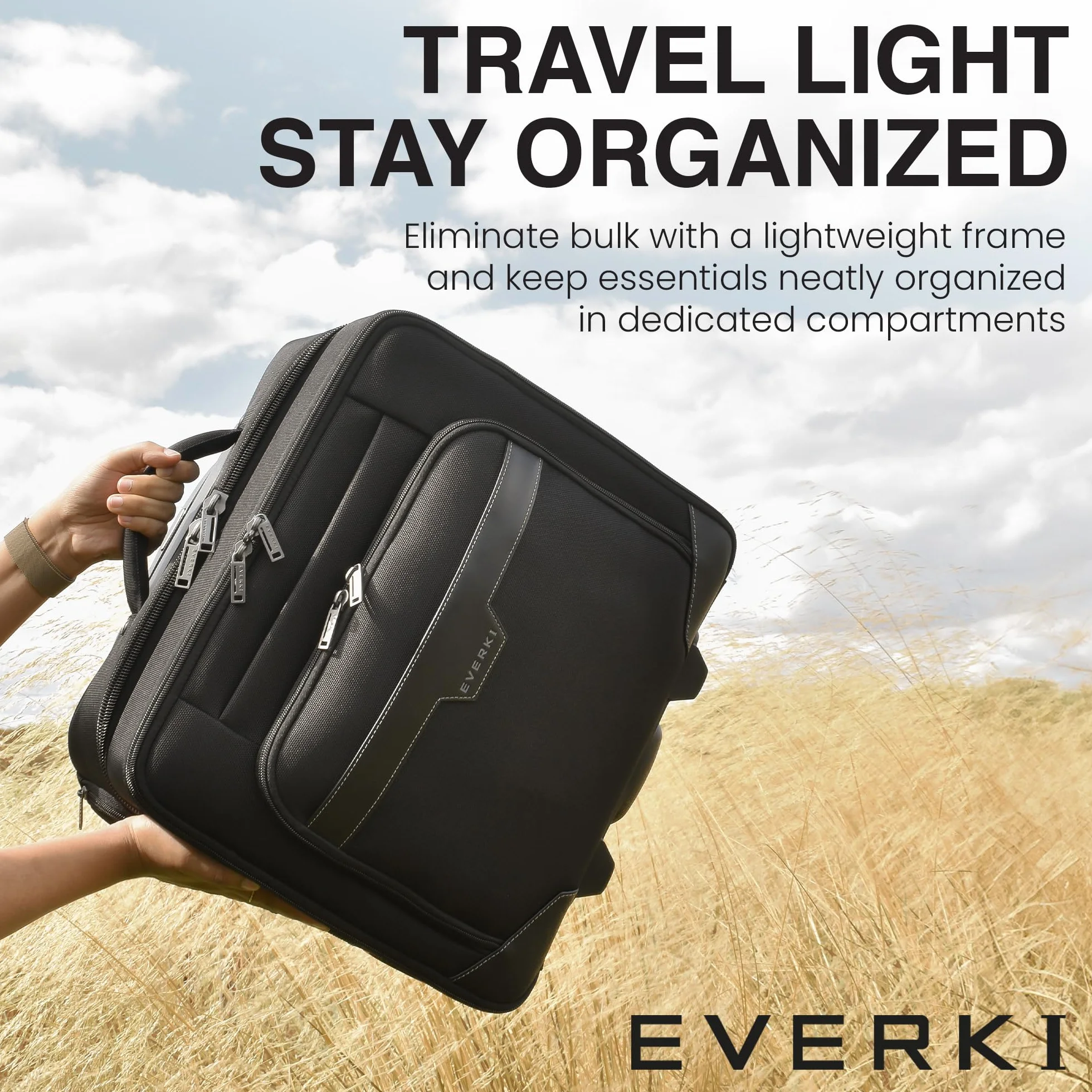 Everki 90981 Journey – wózek na laptopa – aktówka na kółkach 28 cm do 40.6 cm z możliwością dostosowania, Czarny, Geräte von 11 bis 16 Zoll, aktówka na laptopa