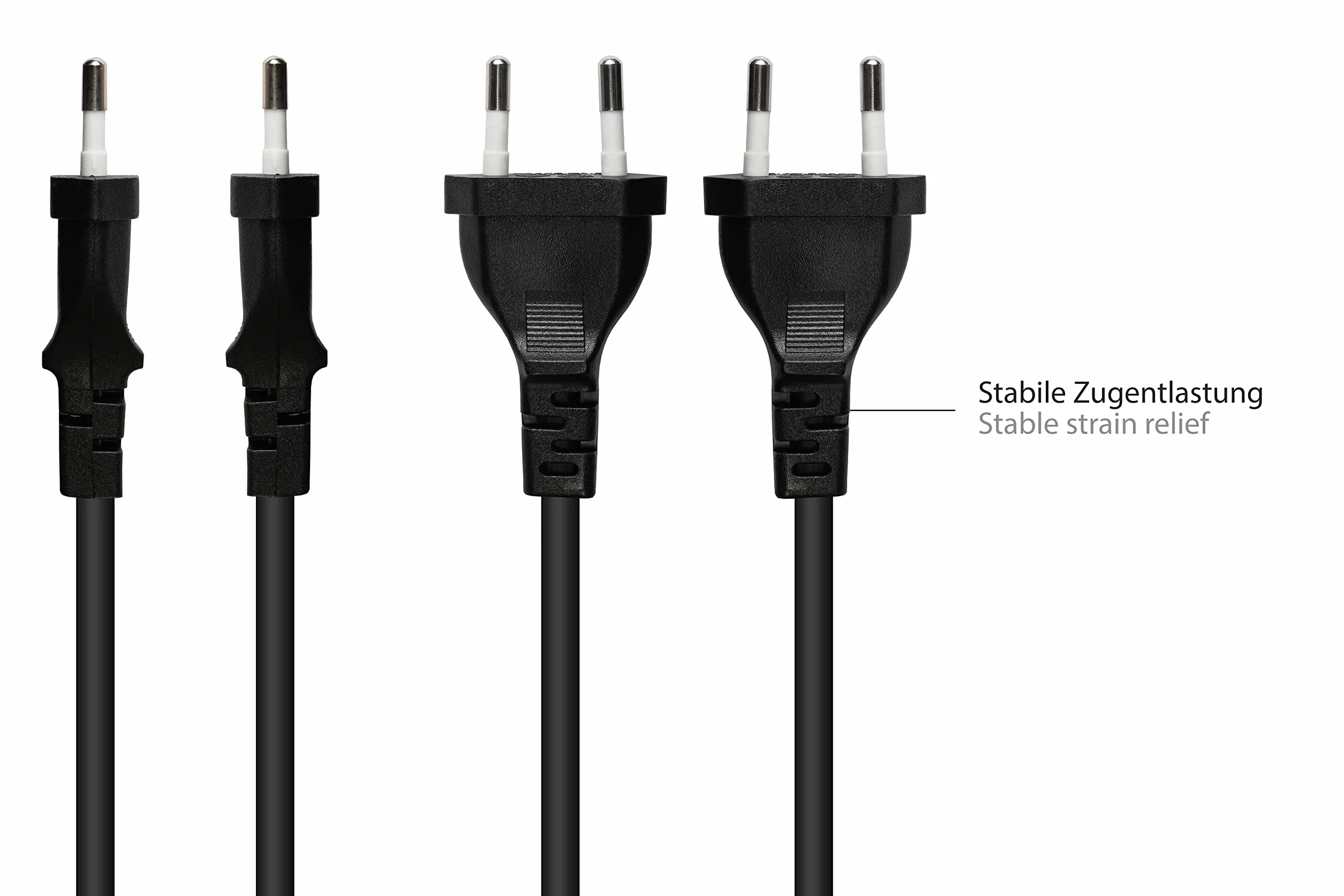 Good Connections Przedłużacz euro - 20 cm - wtyczka euro typu C (prosta) do gniazda euro (prosta) - przewód miedziany CU - przekrój żył: 0,75 mm² - przedłużenie kabla zasilającego - czarny