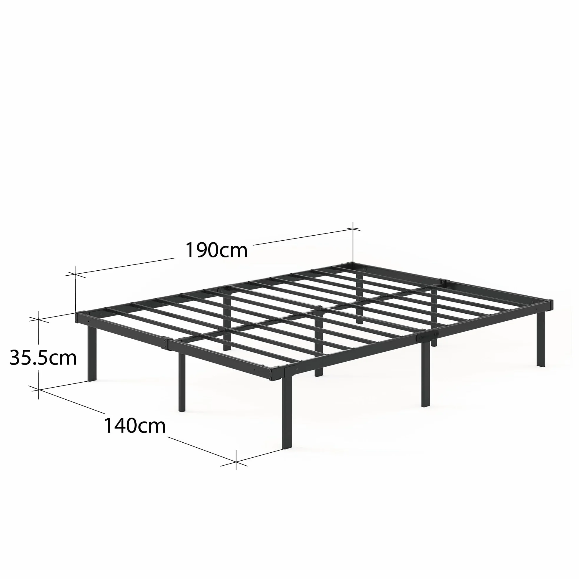 Zinus Rama łóżka Caleb Metalowa platforma, wysokość 36 cm, składana stalowa rama, przechowywanie pod łóżkiem, łatwy montaż