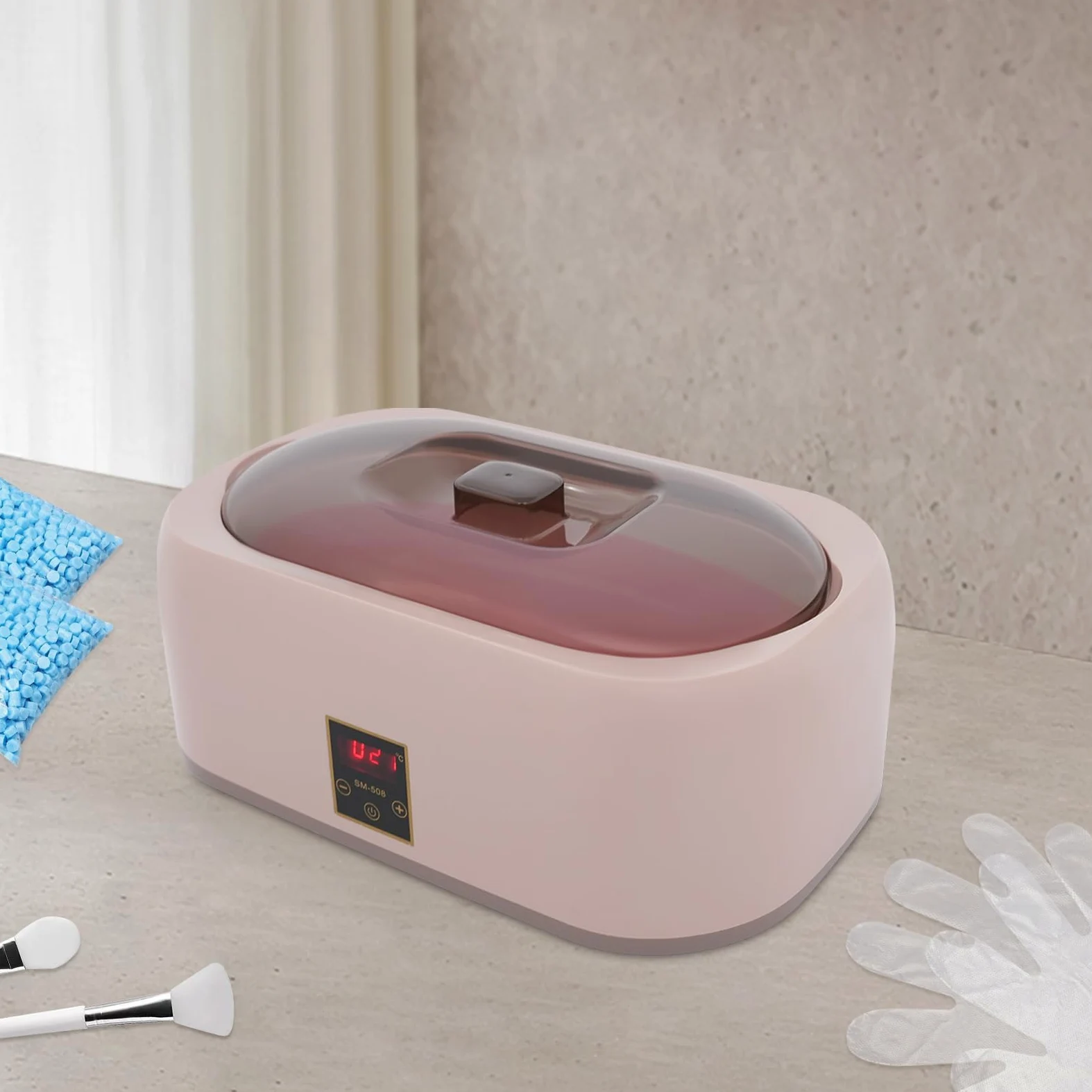 Waxing Podgrzewacz wosku, 4000 ml, podgrzewacz do depilacji, z ciepłym woskiem, do całego ciała, w domu, różowy