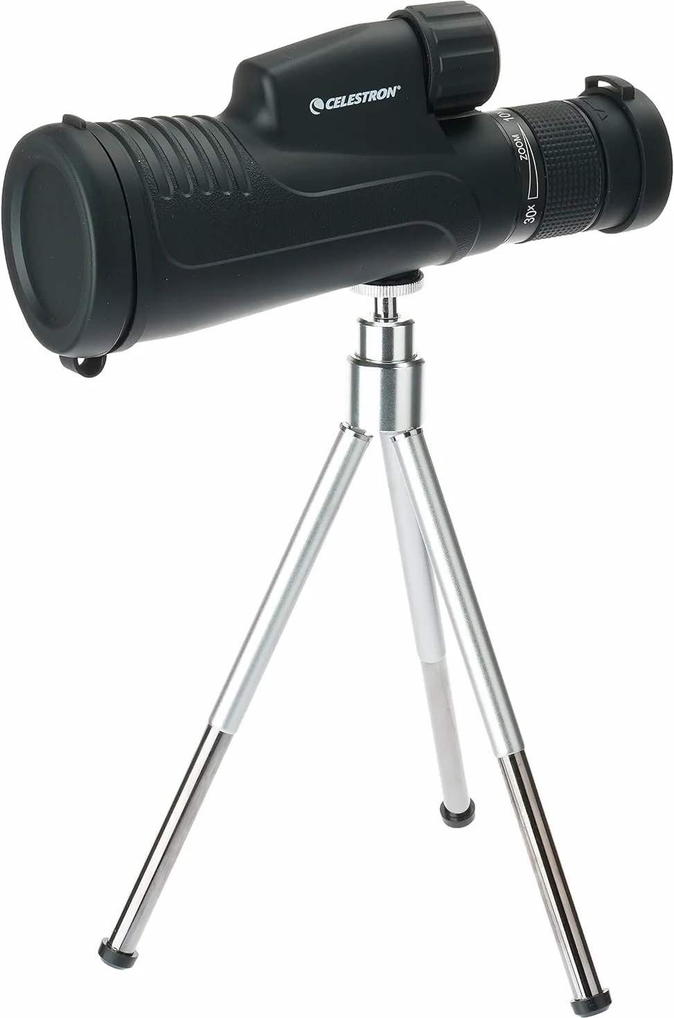 Celestron 72373 Outland X 10-30x50mm - Wodoodporny monokular Celestron 72373 Outland X 10–30x50 mm, statyw, oslony okularów, mocna obudowa, szklo pryzmat. BaK-4, wielopowlok. ukl. optyczny, czarny