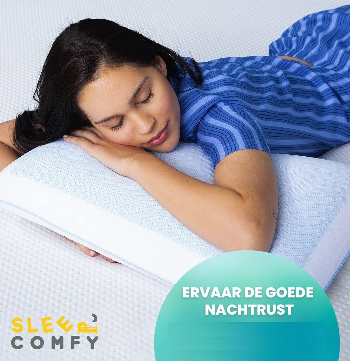 SLEEP COMFY Premium Memory Foam Gel Pillow – ortopedyczna poduszka pod szyją, Oeko-Tex, technologia chłodzenia żelowa