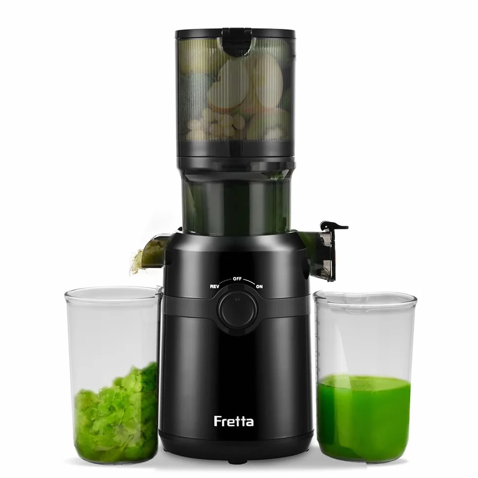 Fretta Wyciskarka do soku na zimno 200 W 108 mm 1,0 l zbiornik Tritan BPA czarny