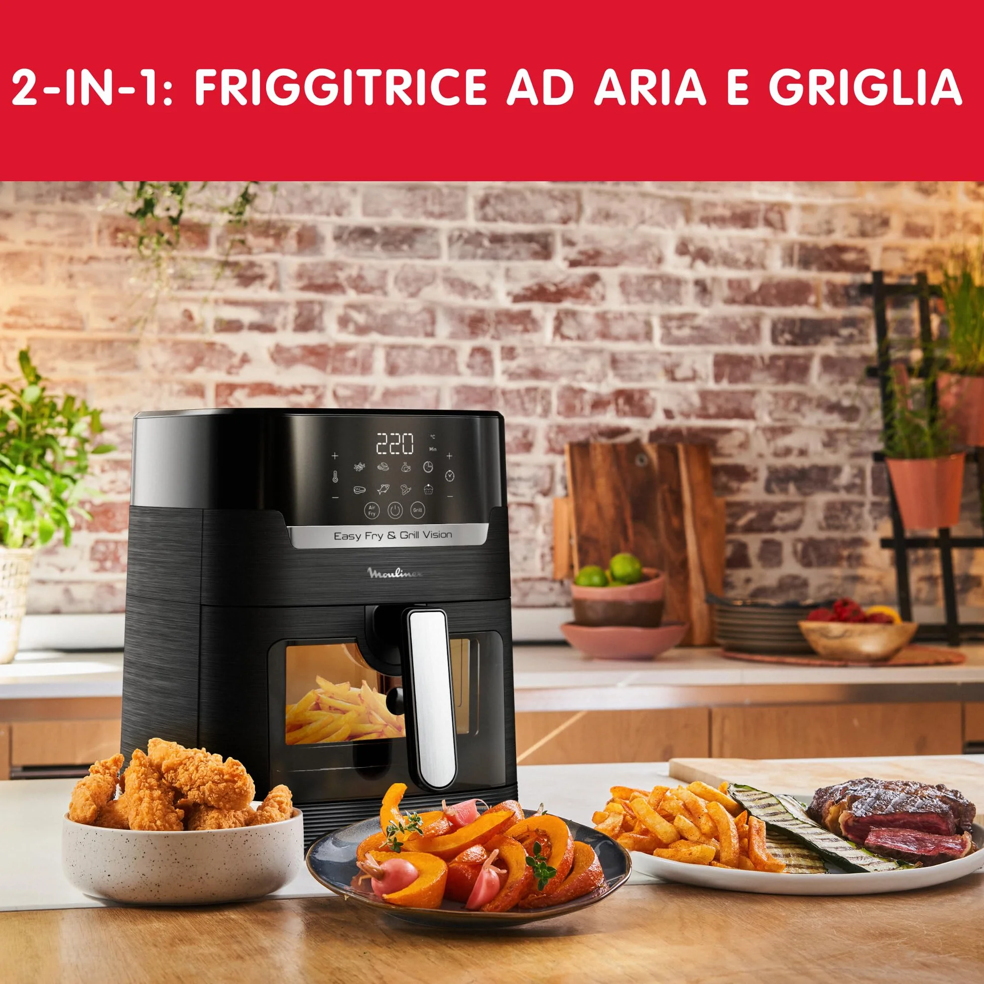 Moulinex Easy Fry & Grill Vision frytkownica powietrzna 4,2 l z oknem 10 funkcji Extra Crisp czarna EZ5068