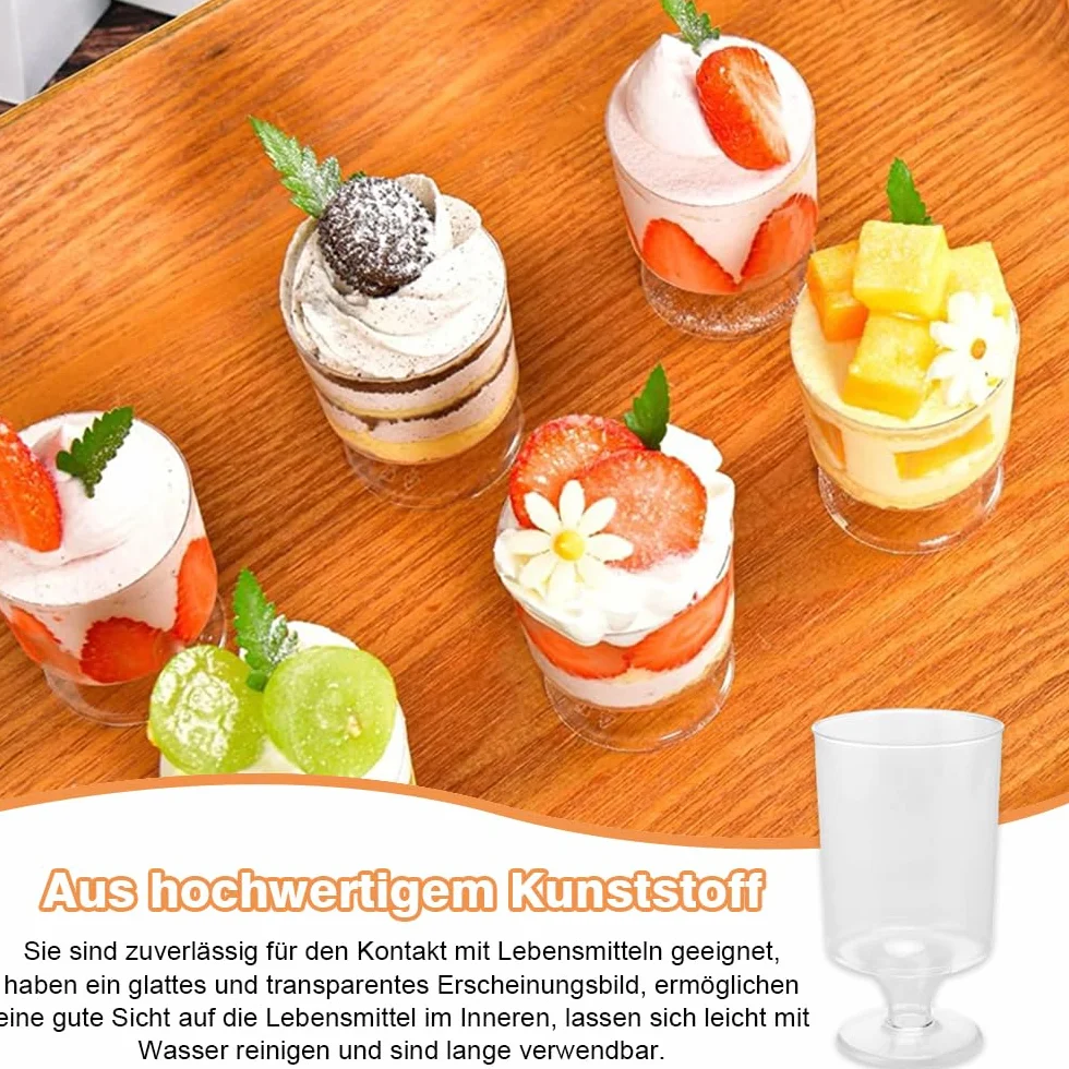 Plastikowe kubki deserowe 50 sztuk 100 ml przezroczyste wielokrotnego użytku