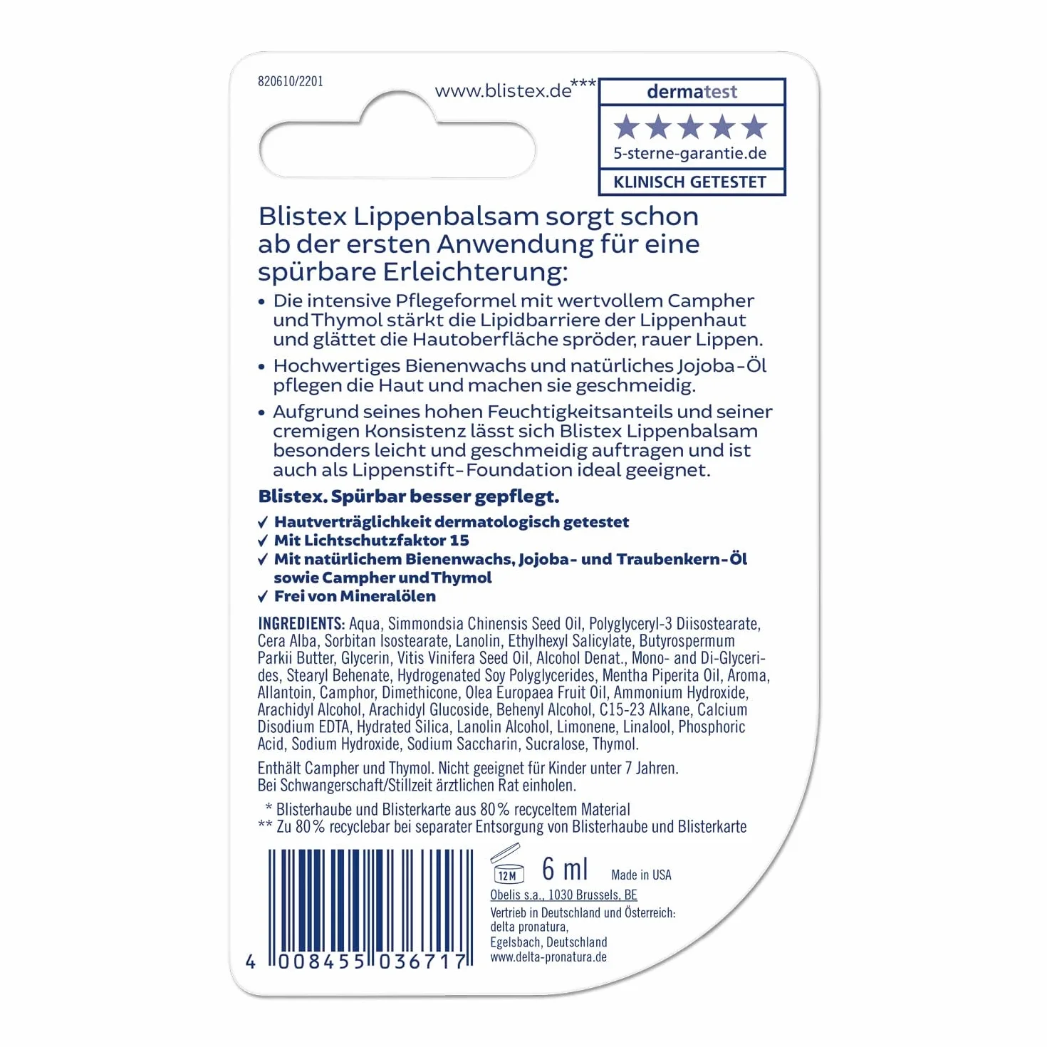 Blistex Classic Balsam do Ust, 6 g