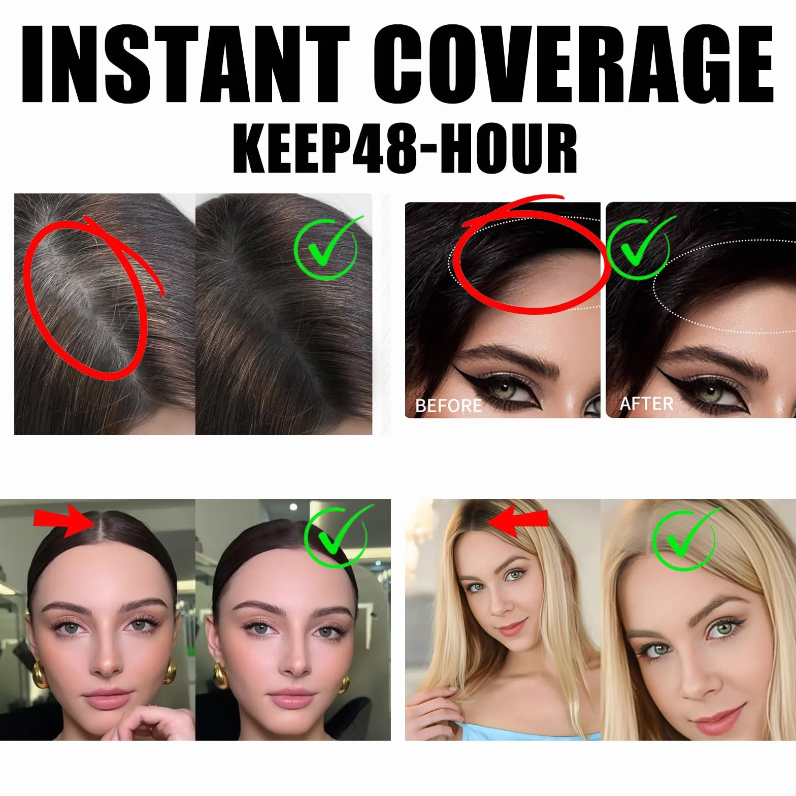Instantly Hairline Powder, wiatroszczelny, odporny na pot, korektor do cebulek włosów, korektor do powtarzających się linii włosów, profesjonalna linia włosów z lusterkiem do puff-02 GB