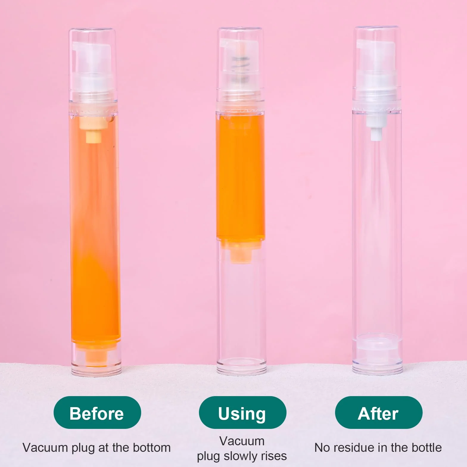 Andibro Airless dozownik z pompką, 12 sztuk, 5 ml, 10 ml, 15 ml, mały, pusty dozownik kremu, pusta, bezpowietrzna, przenośny dozownik kremu do podróży, użytku w domu