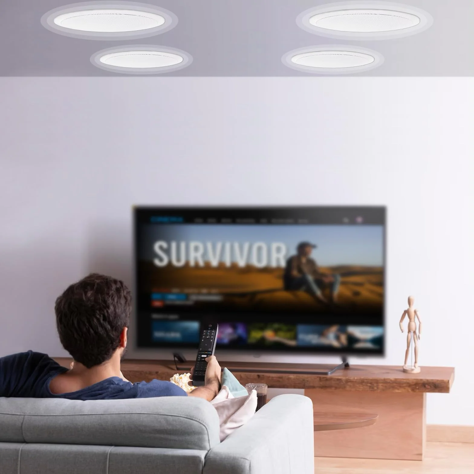 VEVOR Zestaw 4 głośników sufitowych Bluetooth ok. 17 cm, 150 W, system głośników ściennych o impedancji 8 Ω i czułości 89 dB, do kuchni w domu, salonie, sypialni lub zadaszonych werandach