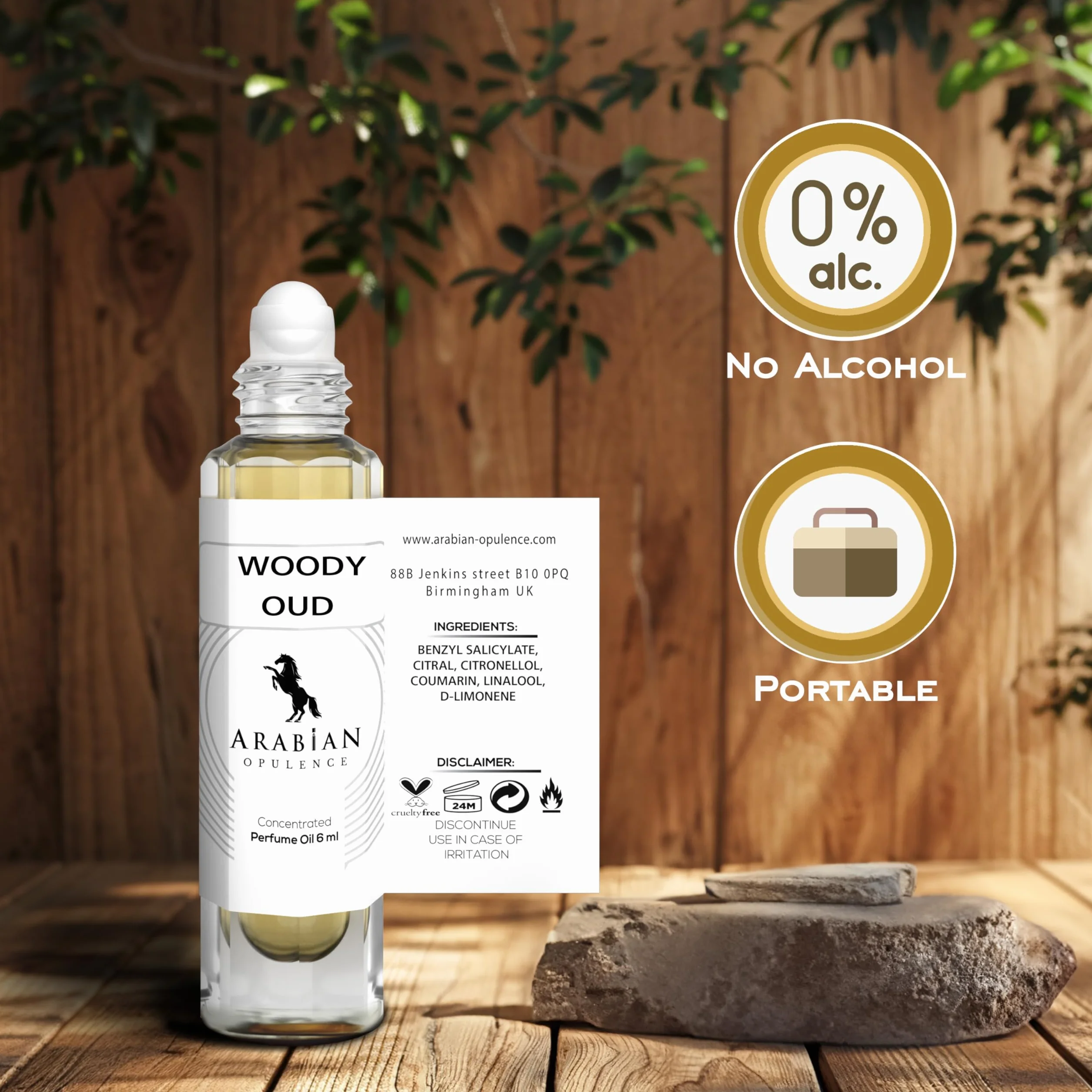 FR230 WOODY OUD olejek perfumowy dla mężczyzn. Butelka roll-on 6 ml, arabska obfitość. Drzewny/balsamiczny/oud/ciepły pikantny/aromatyczny