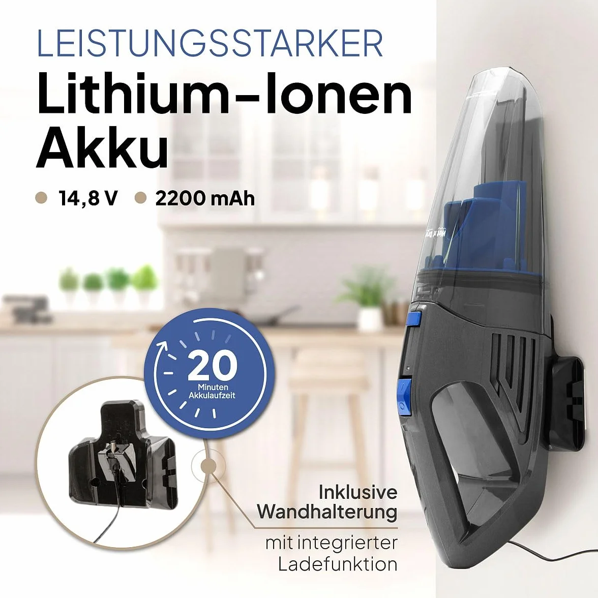 Proficare Wet N' Dry Odkurzacz Ręczny 2640W 14.8V Niebieski