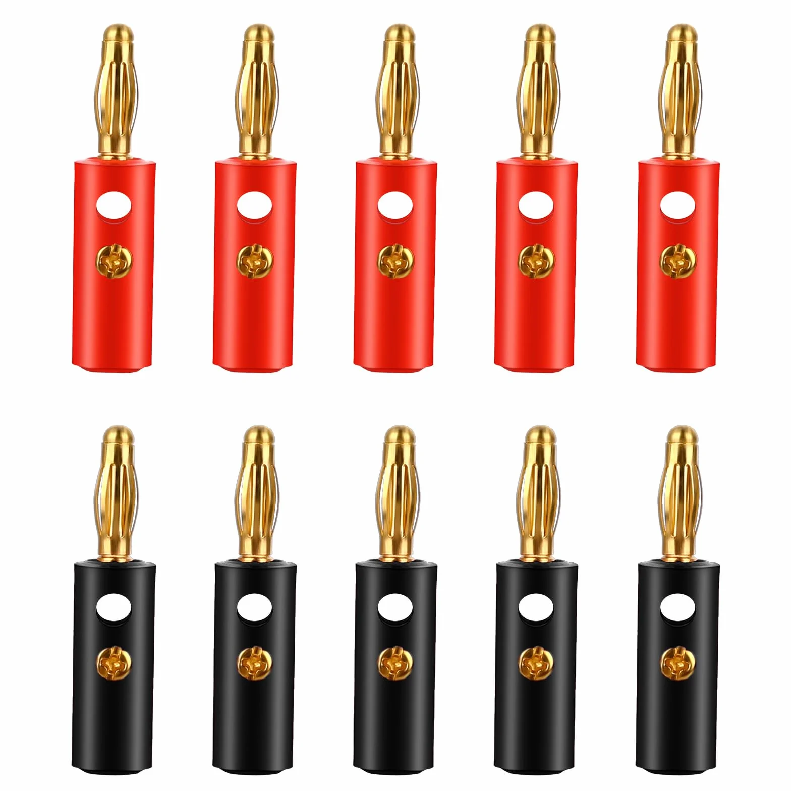 cobee Wtyk bananowy 4 mm, 10 szt. 4 mm głośnik wtyczka bananowa wtyczka bananowa wtyczka do głośnika przewód pozłacany przewód wtyk bananowy (złoty)