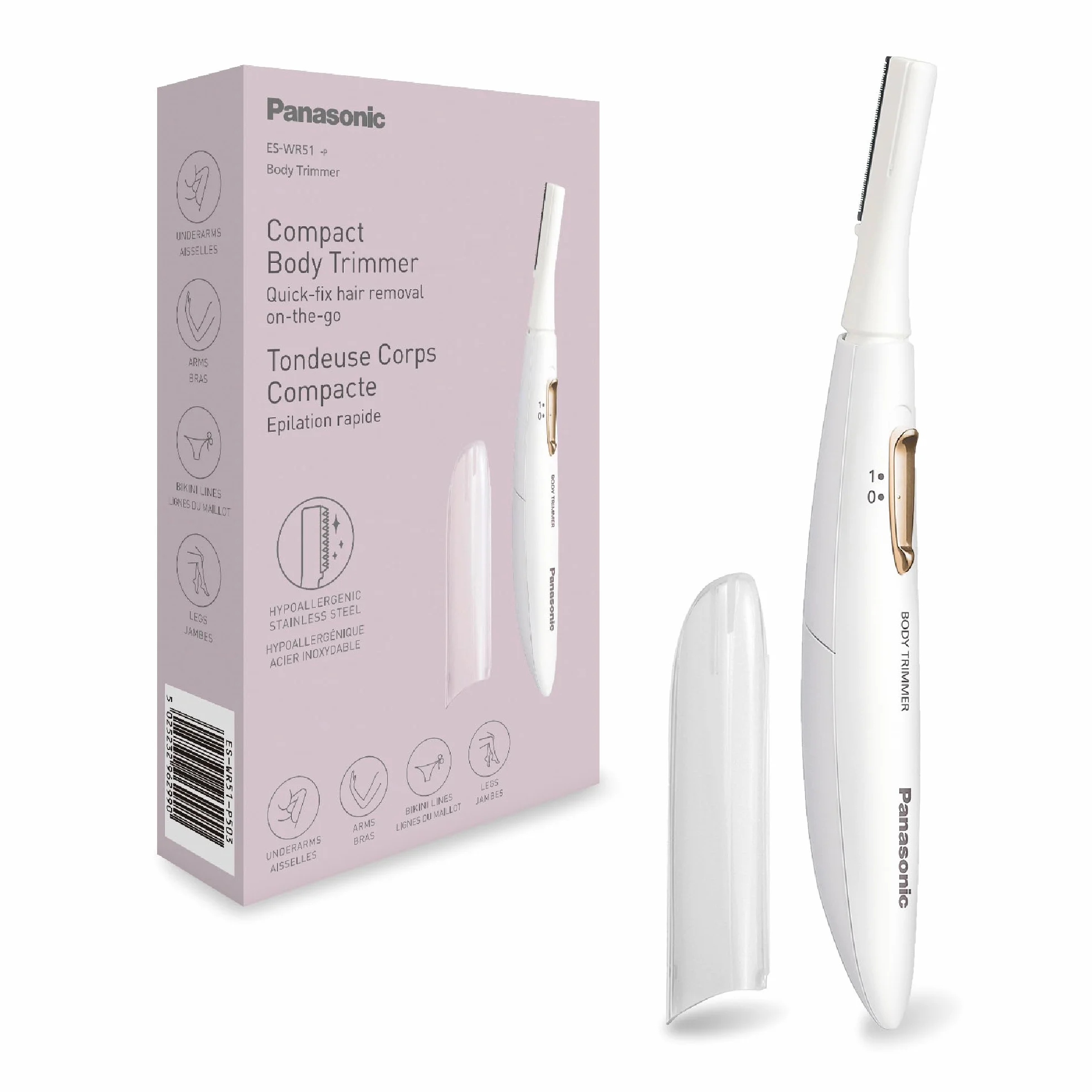 Panasonic ES-WR51, Golarka dla Kobiet, Golarki Damskie, Na Sucho, Zasilany na Baterie (1 Bateria AAA), Nasadka Ochronna, Szczoteczka do Czyszczenia