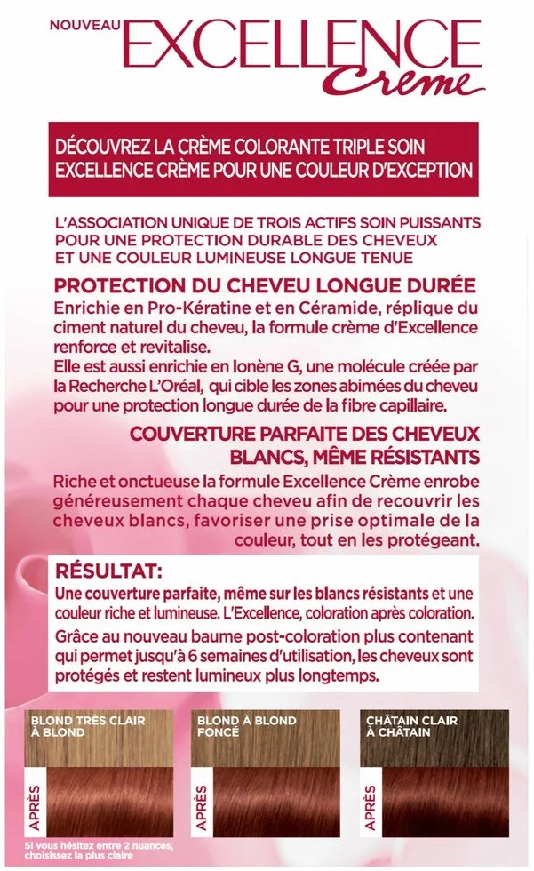 L'Oréal Paris Excellence Permanente Hair Farba Cream - Odcień : Miedziany mahoń (6,54)