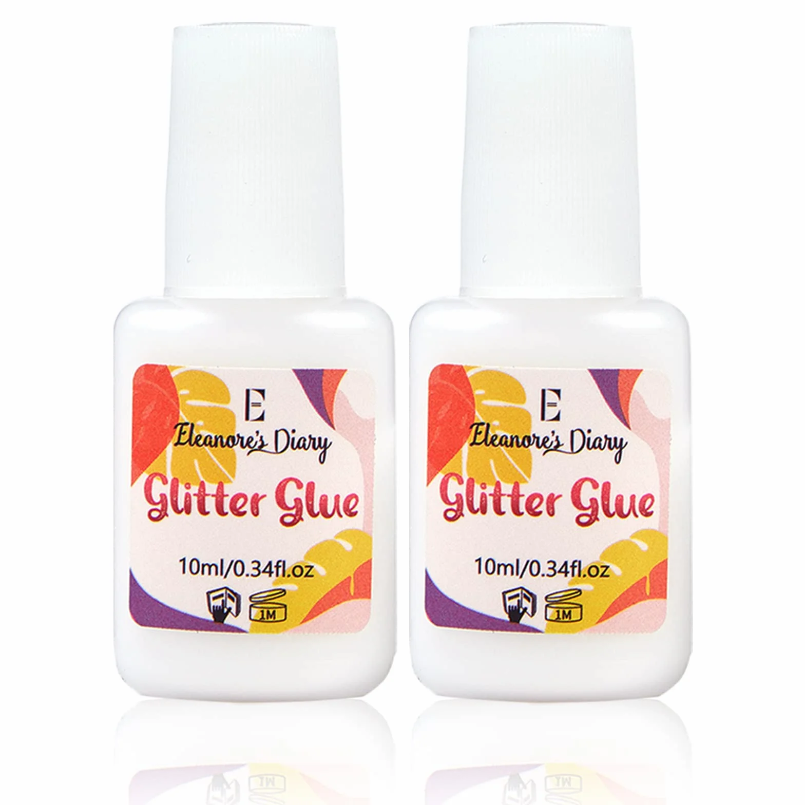 Klej do skóry z brokatem, Eleanore's Diary 10 ml*2 Glitter Glue, klej do brokatu, bezzapachowy i nietoksyczny, brokatowy klej do tatuażu na karnawał, makijaż, Halloween, Boże Narodzenie, cosplay