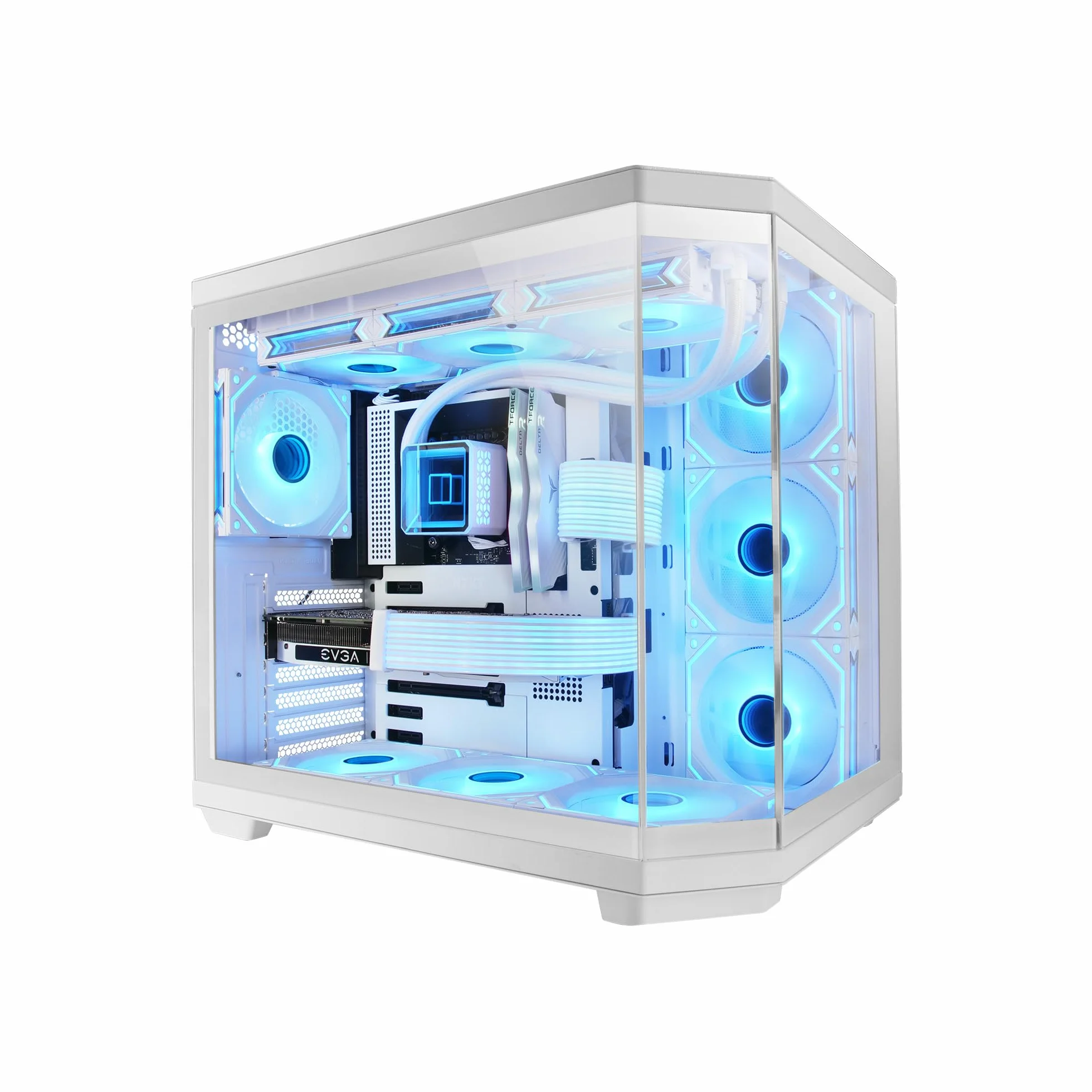 Mars Gaming MC-3TCORE, Obudowa Gaming Custom ATX, Zdejmowane Potrójne Okno ze Szkła Hartowanego, Podwójna Kamera, Kompatybilna z Odwróconym Złączem Backplane Semitower, Chłodzenie Cieczą, Biały