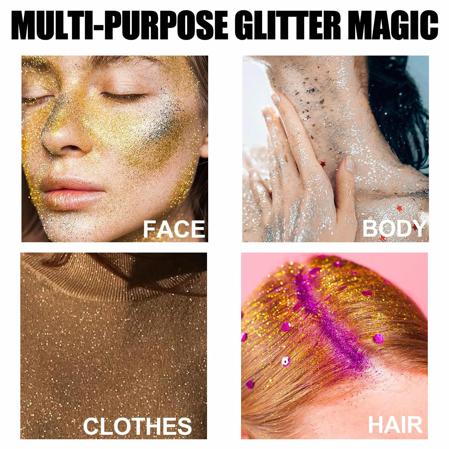 Błyszczący spray do twarzy, ciała i włosów, rozświetlacz party purple
