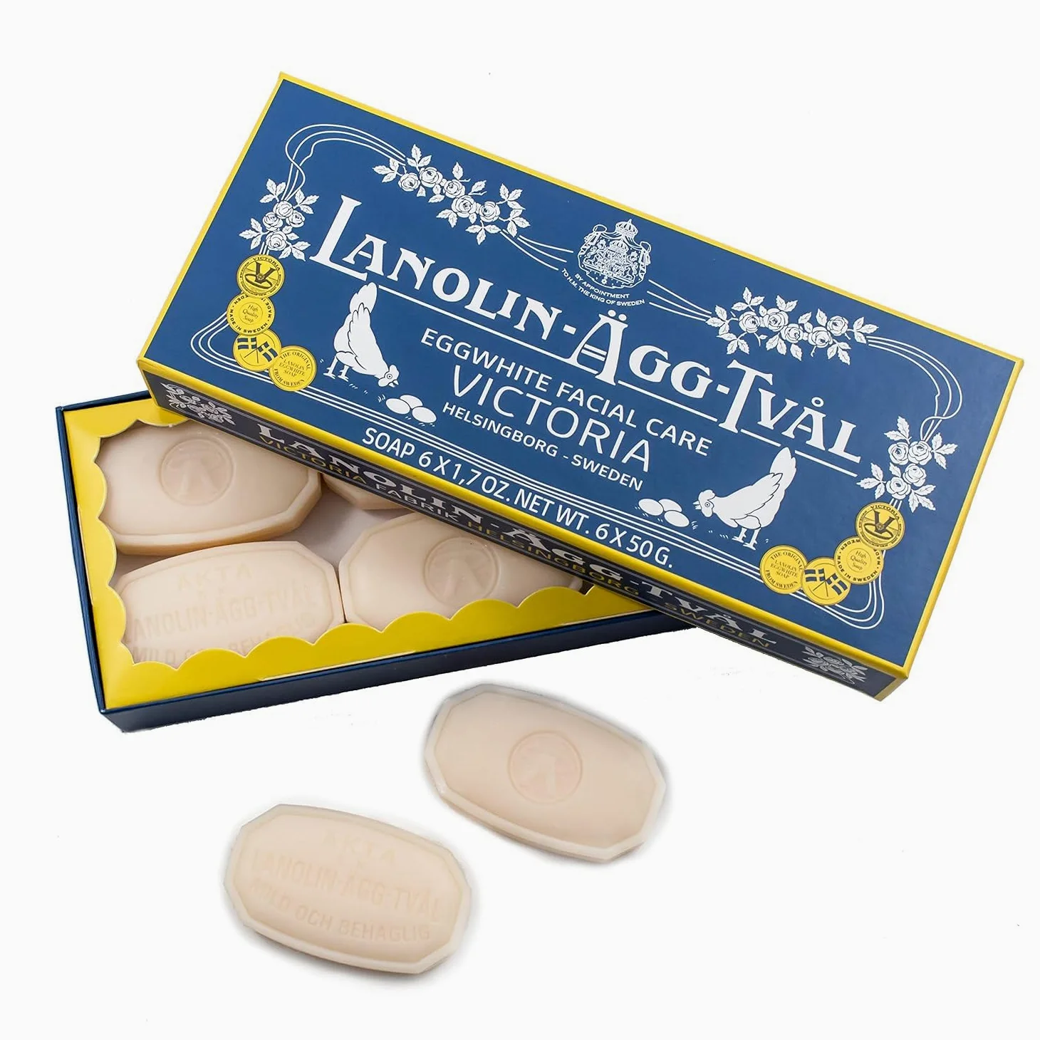Lanolin-Ägg-Tval zestaw mydła, 6 x 50 g