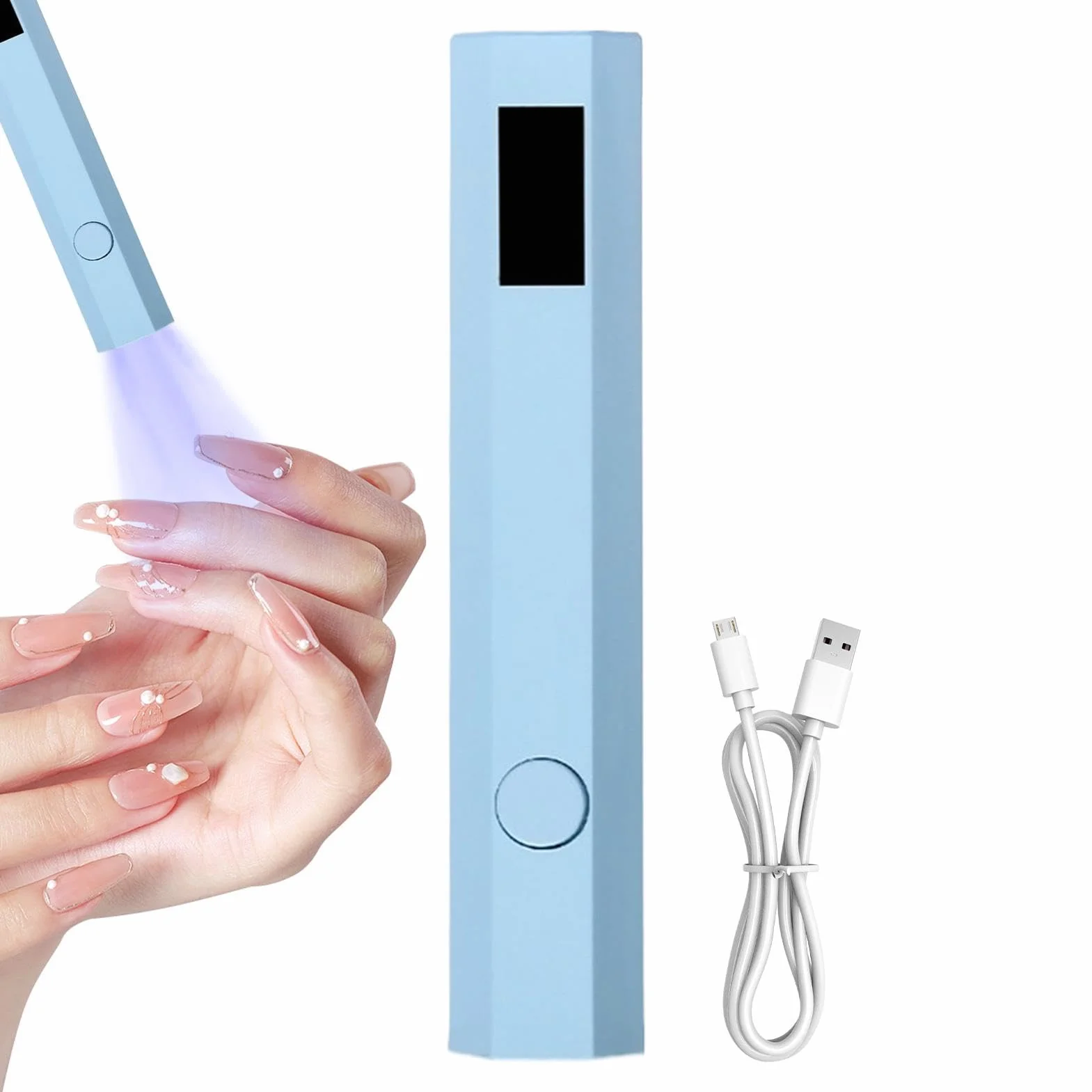 UV Nail Lamp, Small Handheld Gel Polish UV Light, Portable Nail Dryer, 2 Timers, LED Display, Quick Drying, Compact Design, Perfect for Home & Travel Use, 4.06x0.75 inches