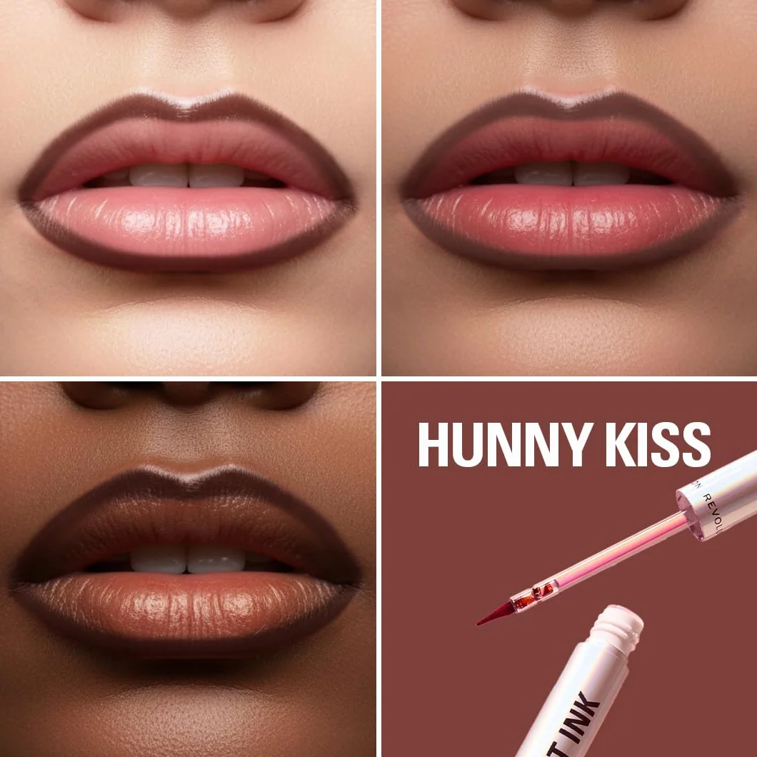 Revolution Lip Shift Ink Peel Off Lip Liner Stain – konturówka do ust o matowym wykończeniu, wegańska i nietestowana na zwierzętach, Hunny Kiss, 1,8 ml