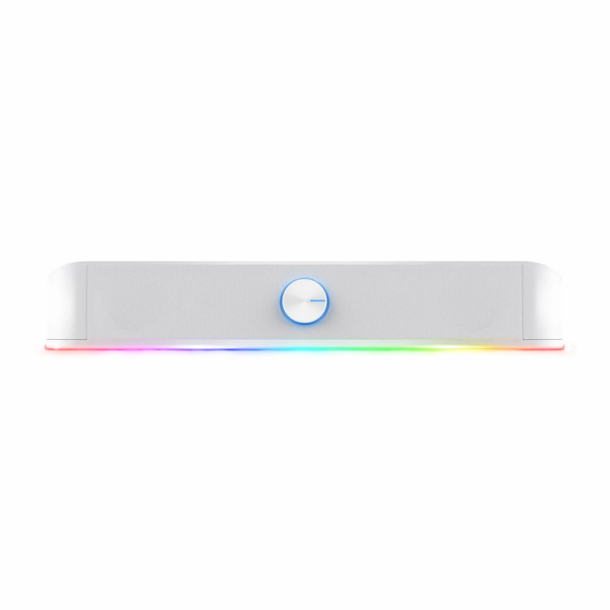 Trust Gaming GXT 619 W Thorne Soundbar z oświetleniem RGB 12 W, stereo głośniki komputerowe, jack 3,5 mm AUX, kompaktowy głośnik USB 2.0 do komputera stacjonarnego, laptopa – biały
