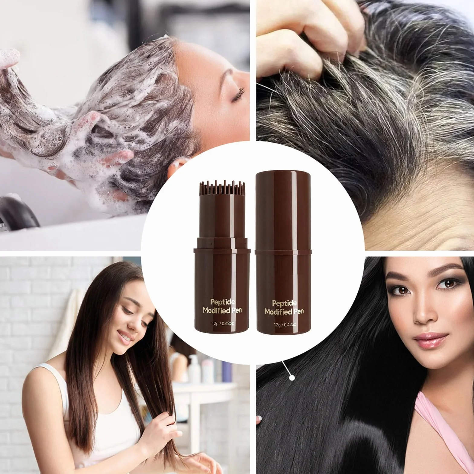 Temporary Gray Coverage- Hair Dye Applicator Comb for Women with Instant Tint | Pvc Material Details with Precision Grooming Function, Temporary Gray Coverage, Salon Home Travel, Black 12g Portable To