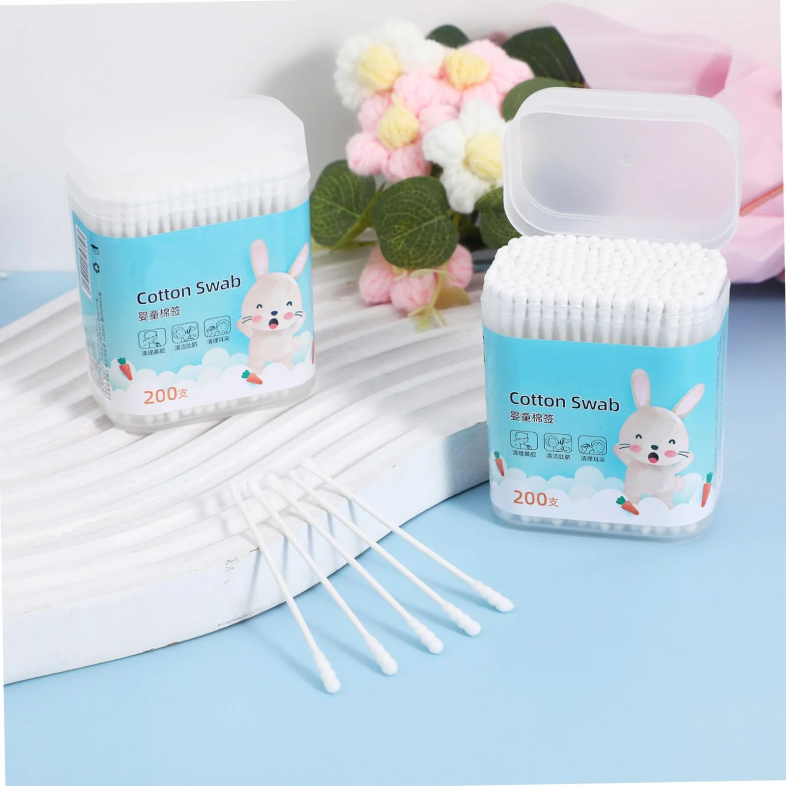Naturalne Bawełniane Patyczki dla Niemowląt 400 Sztuk Miękkie Końcówki Spiralne do Czyszczenia Uszu