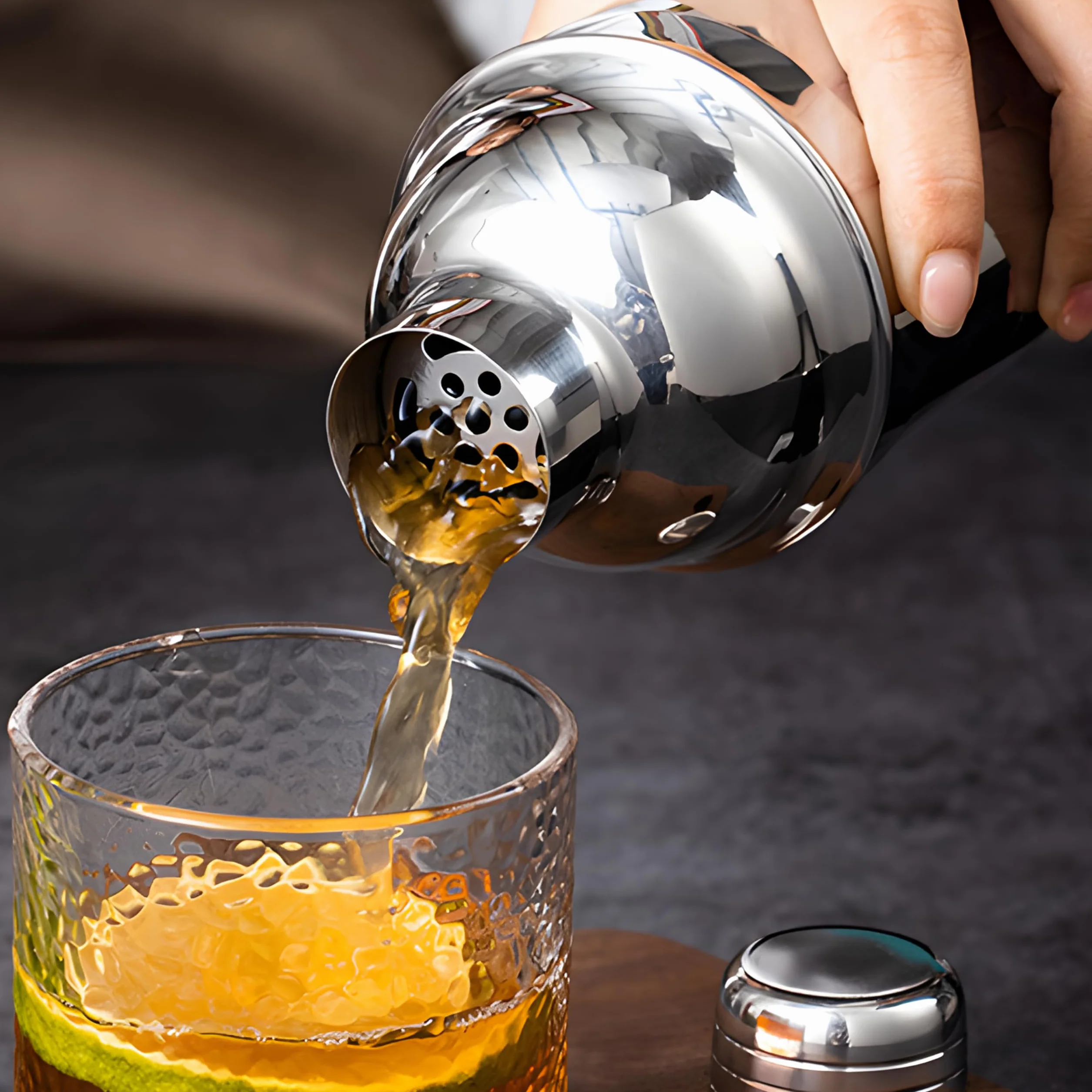 Retoo Zestaw do koktajli, shaker do koktajli, zestaw barowy ze stali nierdzewnej, 750 ml, 6-częściowy zestaw do shaker ze stali nierdzewnej, profesjonalny zestaw do mieszania koktajli, zestaw barowy