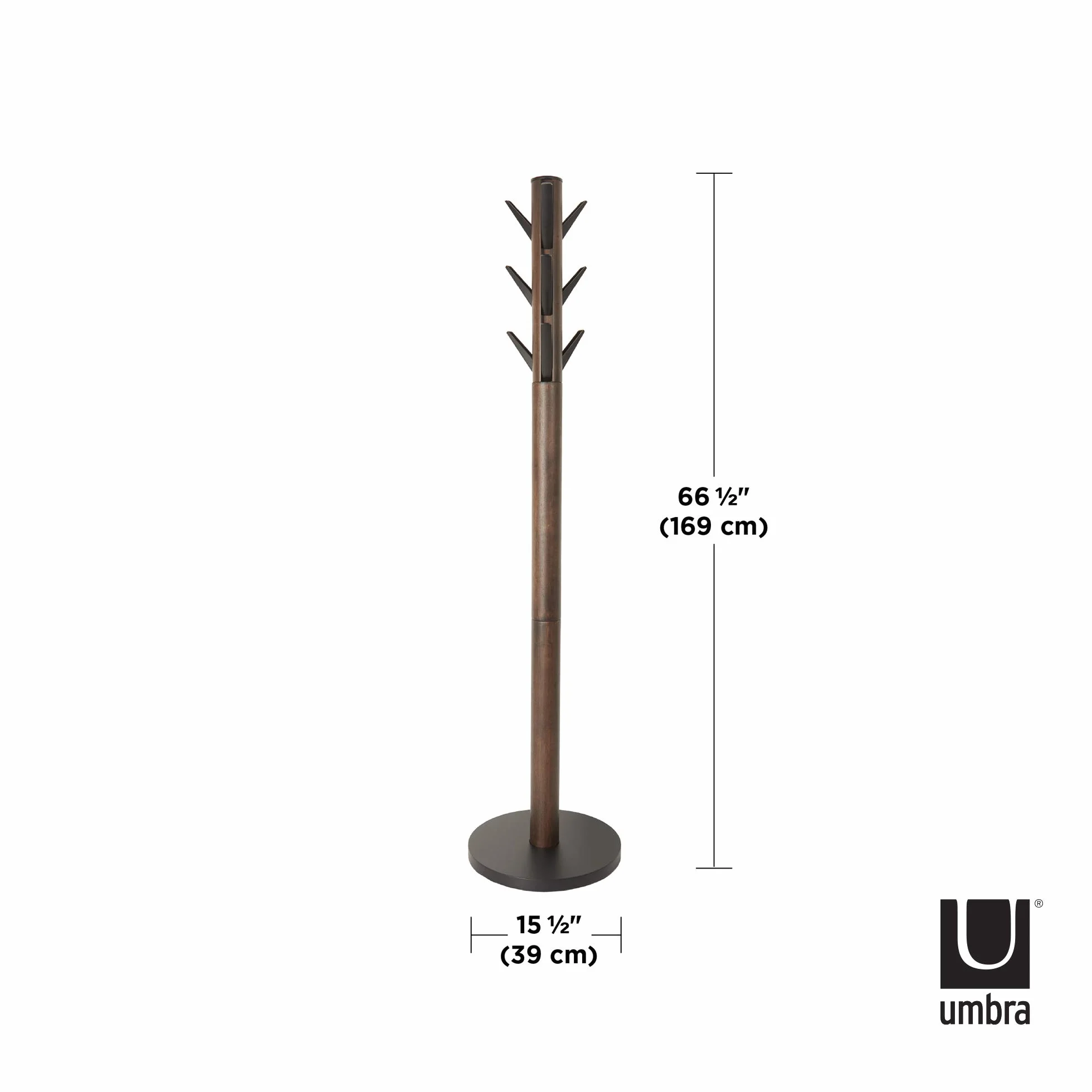 Umbra Flapper Wieszak na Ubrania, Czarny/Orzech Włoski, 57.2 x 57.2 x 165.1 cm