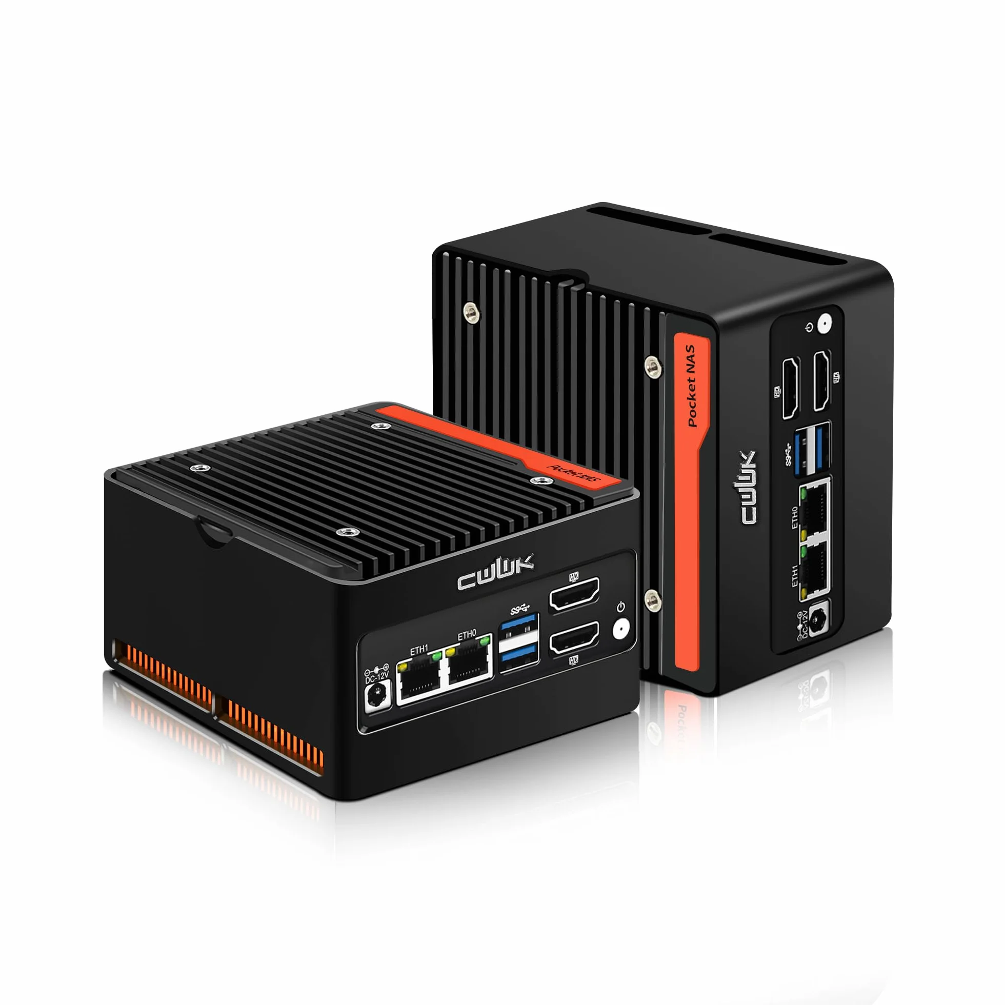 CWWK X86-P6 N355 Mini PC Pocket-NAS, 4 Bay M.2 NVMe Mini Komputer z 2 x i226-V 2.5GbE LAN, Mikro PC Barebone DDR5 BEZ RAM/SSD/SYSTEMU, Obsługa WiFi7/BT5.4 Rozszerzalny, 2 Wyświetlacze, USB3.2