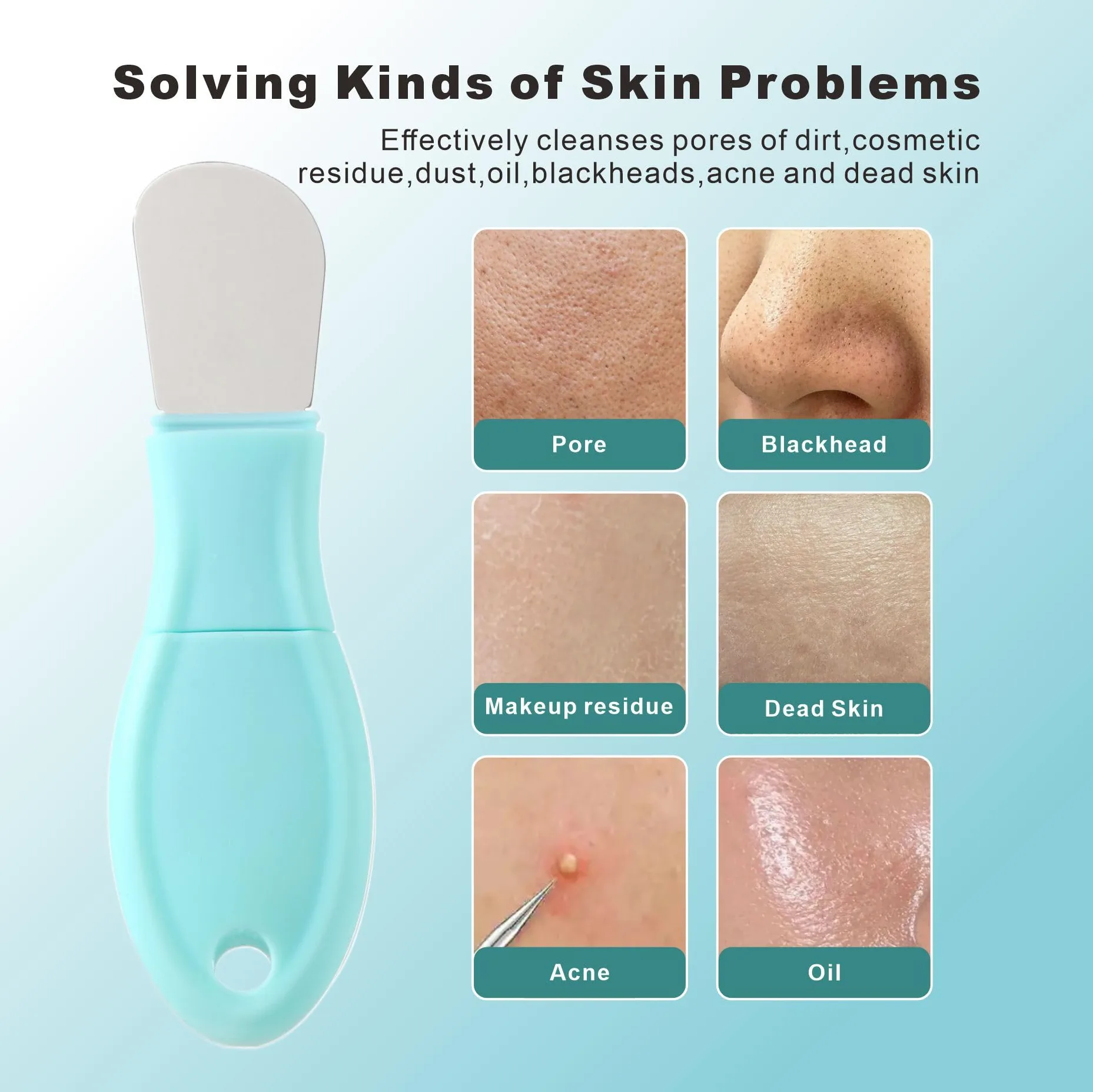 Wielofunkcyjny peeling do twarzy, szczotka do czyszczenia porów 2 w 1 i skrobak do zaskórników, ekstraktor pryszczy dla kobiet mężczyzn, szpatułka do twarzy, szorowanie porów do głębokiego