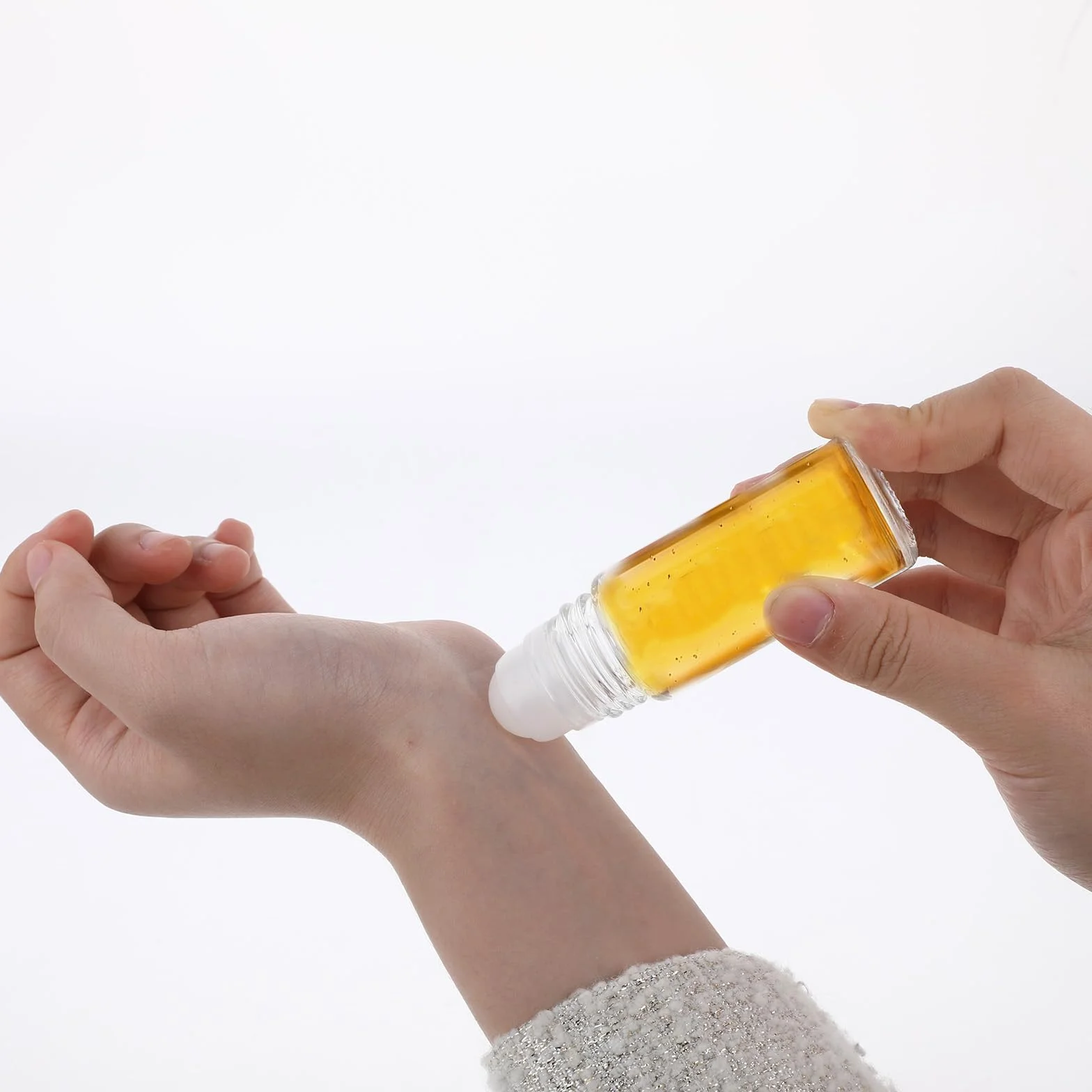Grevosea 2 x czarne przezroczyste szklane butelki z rolką z tworzywa sztucznego i czarną pokrywką, puste szklane butelki na olejki eteryczne, 30 ml, do wielokrotnego napełniania, kosmetyczne, perfumy