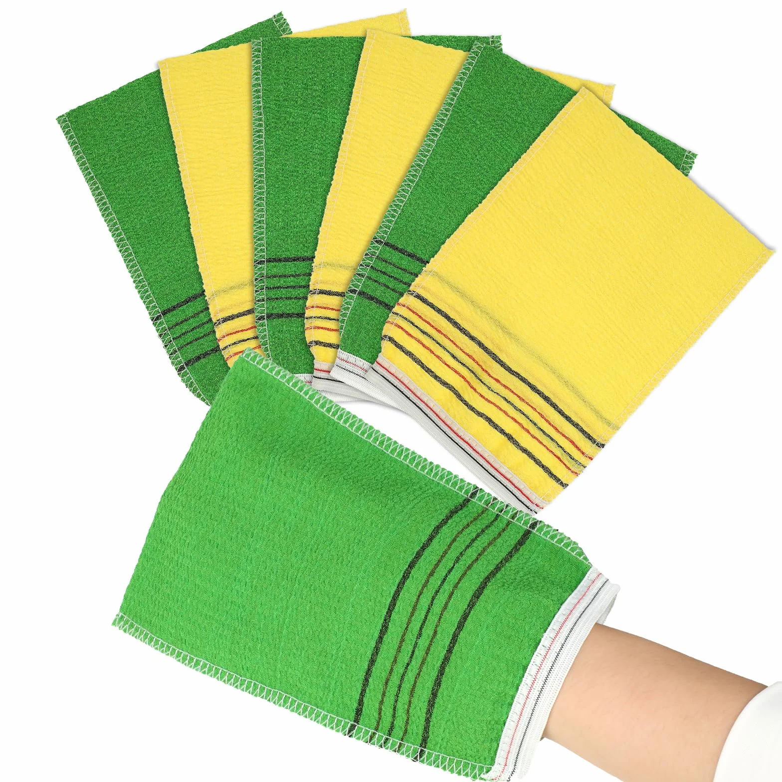 cobee Koreańska rękawica złuszczająca do mycia kąpieli, 6 szt., 21 x 13,5 cm, delikatny złuszczający koreański styl, ręcznik do szorowania, ręcznik do czyszczenia skóry, zmniejszający brud i tłuszcz