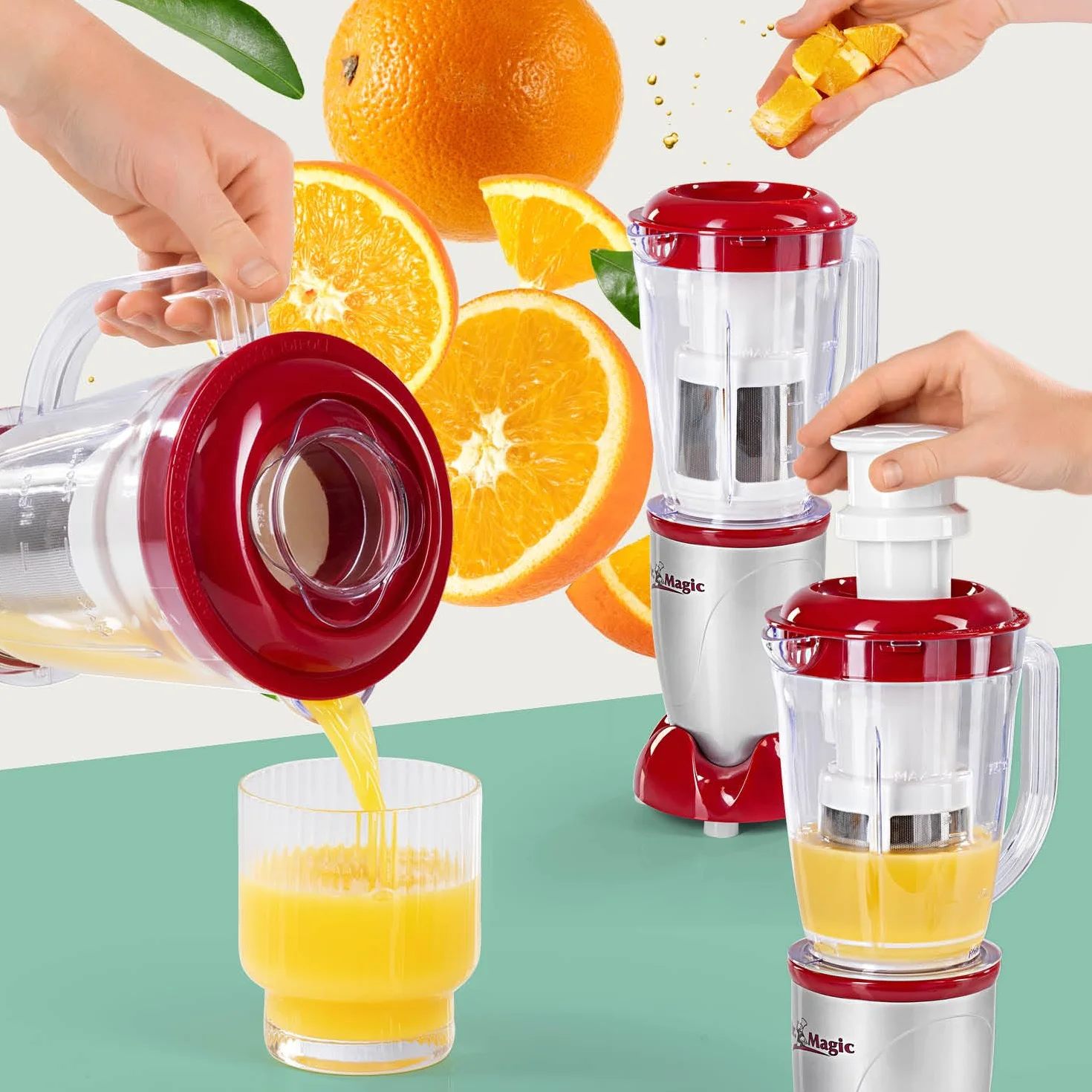 GOURMETmaxx Mr. Magic Mixer Smoothie Maker Mikser stojący 18-częściowy Blender z auslaufsicheren Frischhaltedeckeln