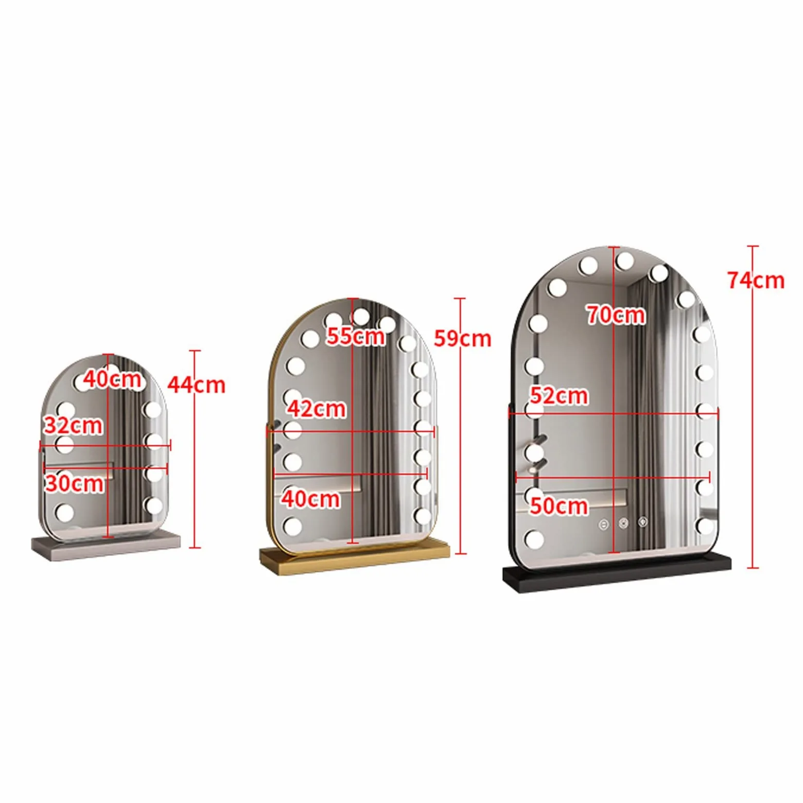 Lustro toaletkowe LED z obracaniem o 360°, sterowanie dotykowe, 3 kolorowe ustawienia światła, idealne do toaletki, łazienki i sypialni, lusterko do makijażu 32 x 44 cm