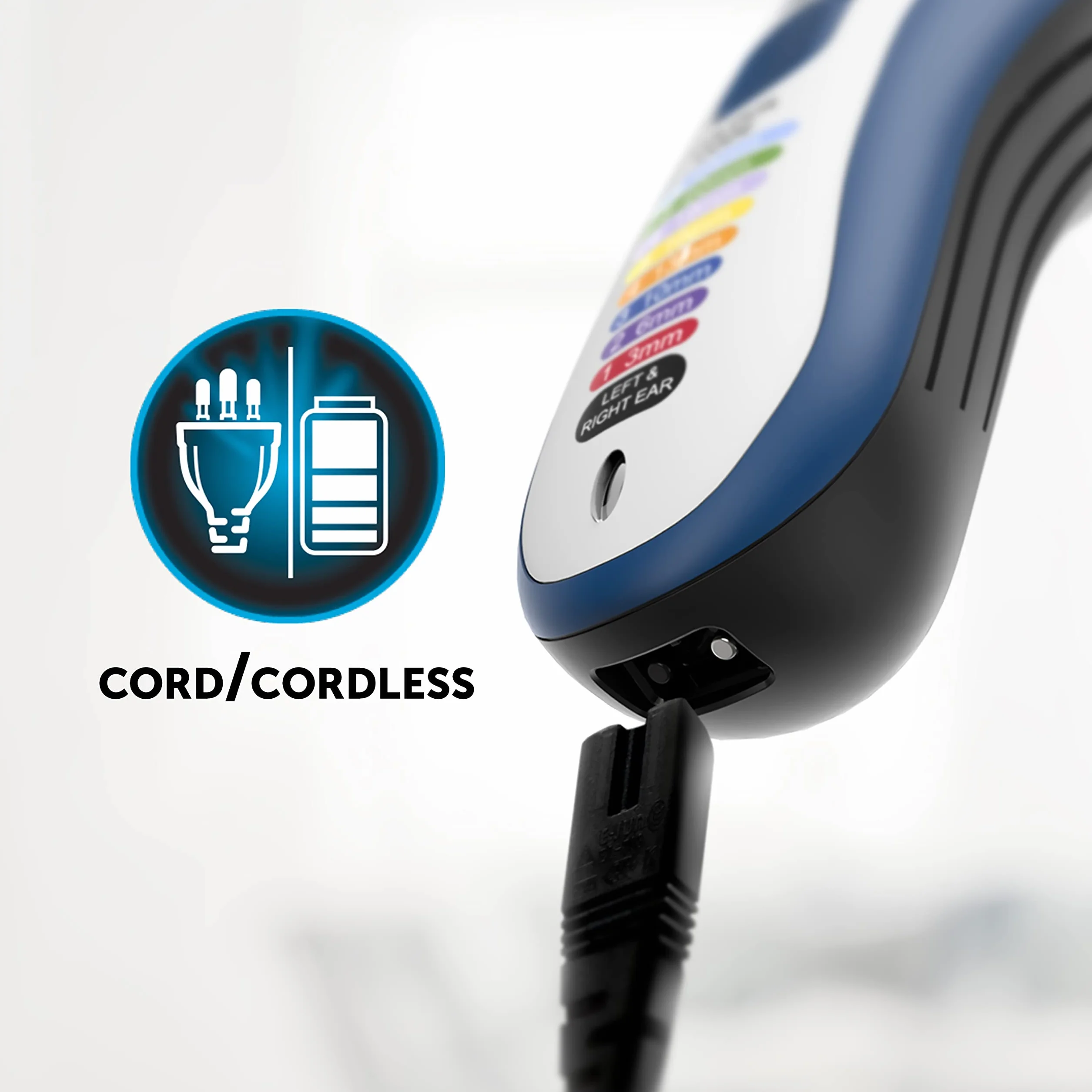 Wahl Color Pro bezprzewodowa maszynka do strzyżenia włosów, maszynka do strzyżenia włosów dla mężczyzn, golarka do włosów, męska maszynka do strzyżenia włosów z oznaczeniem kolorystycznym, przewodnik do strzyżenia włosów, łatwe strzyżenie w domu.