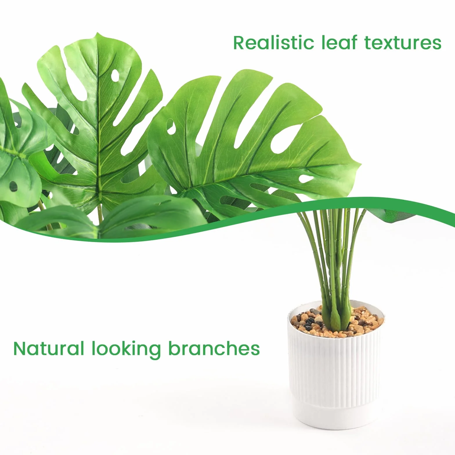Sztuczna monstera 75 cm 2 sztuki dekoracja domu